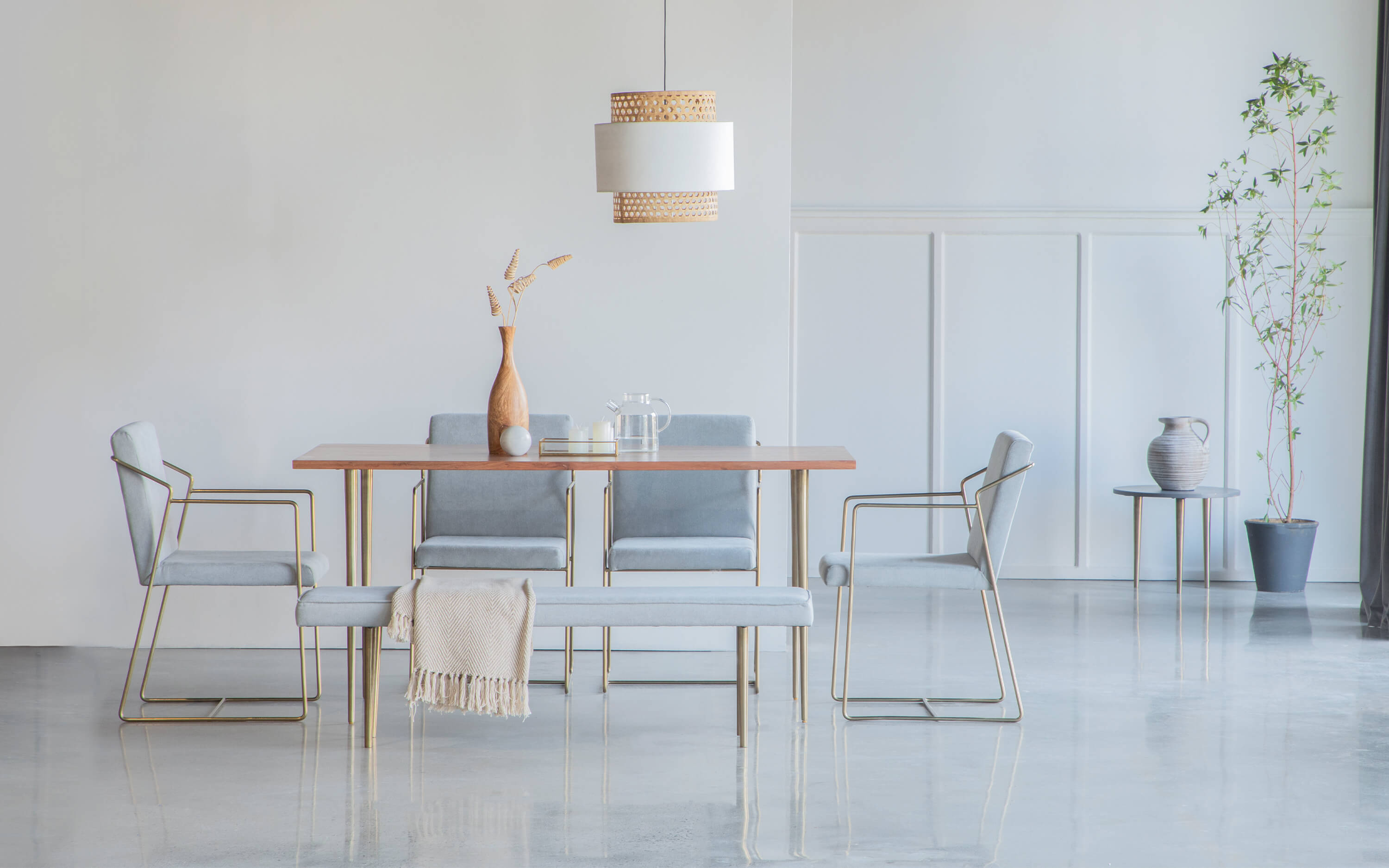 Toshi Dining Table With 4 Chairs and 1 Bench - Orange Tree Home Pvt. Ltd.
