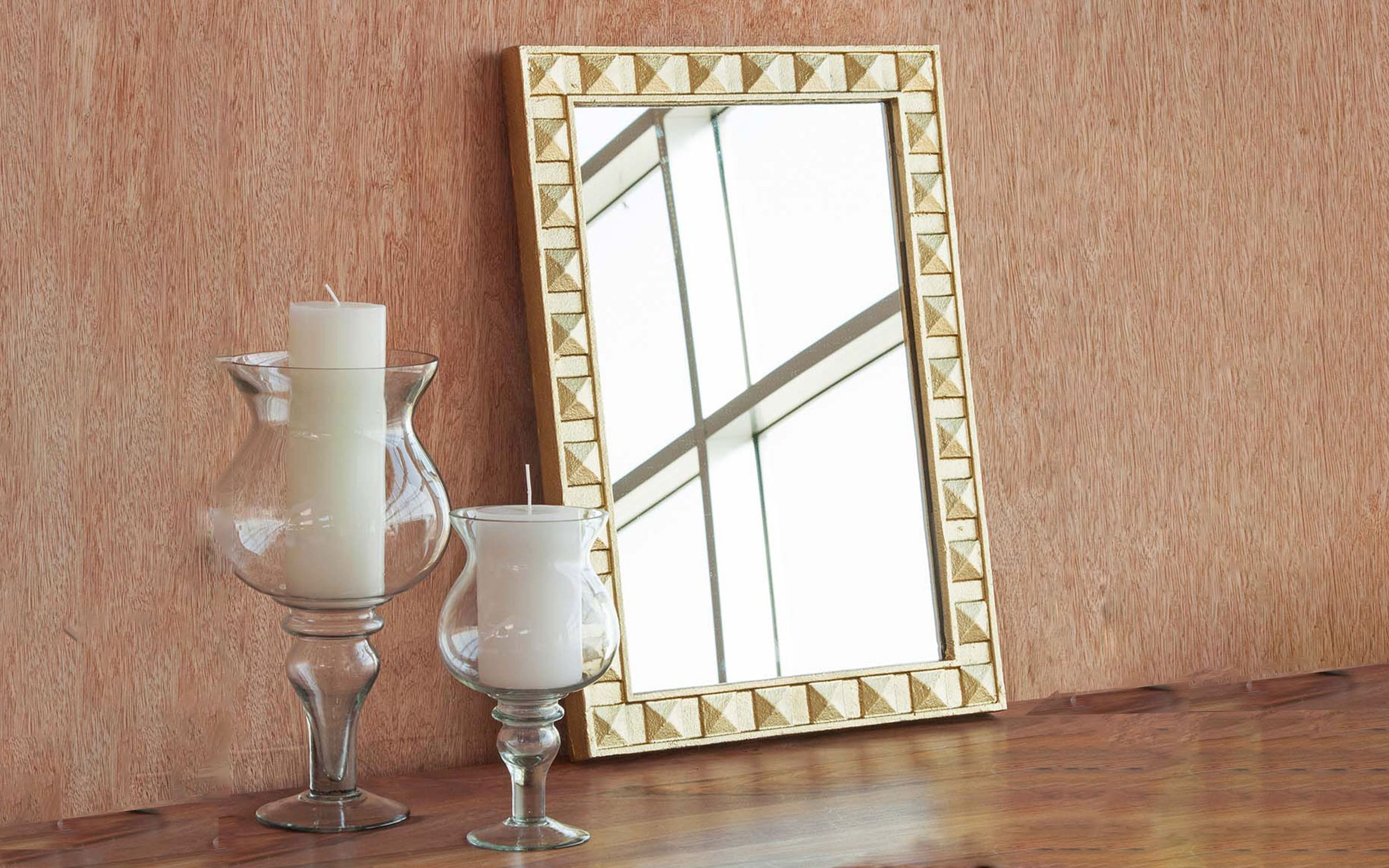 Trenz Rectangular Mirror – Gold Aluminum Decorative Wall Mirror - Orange Tree