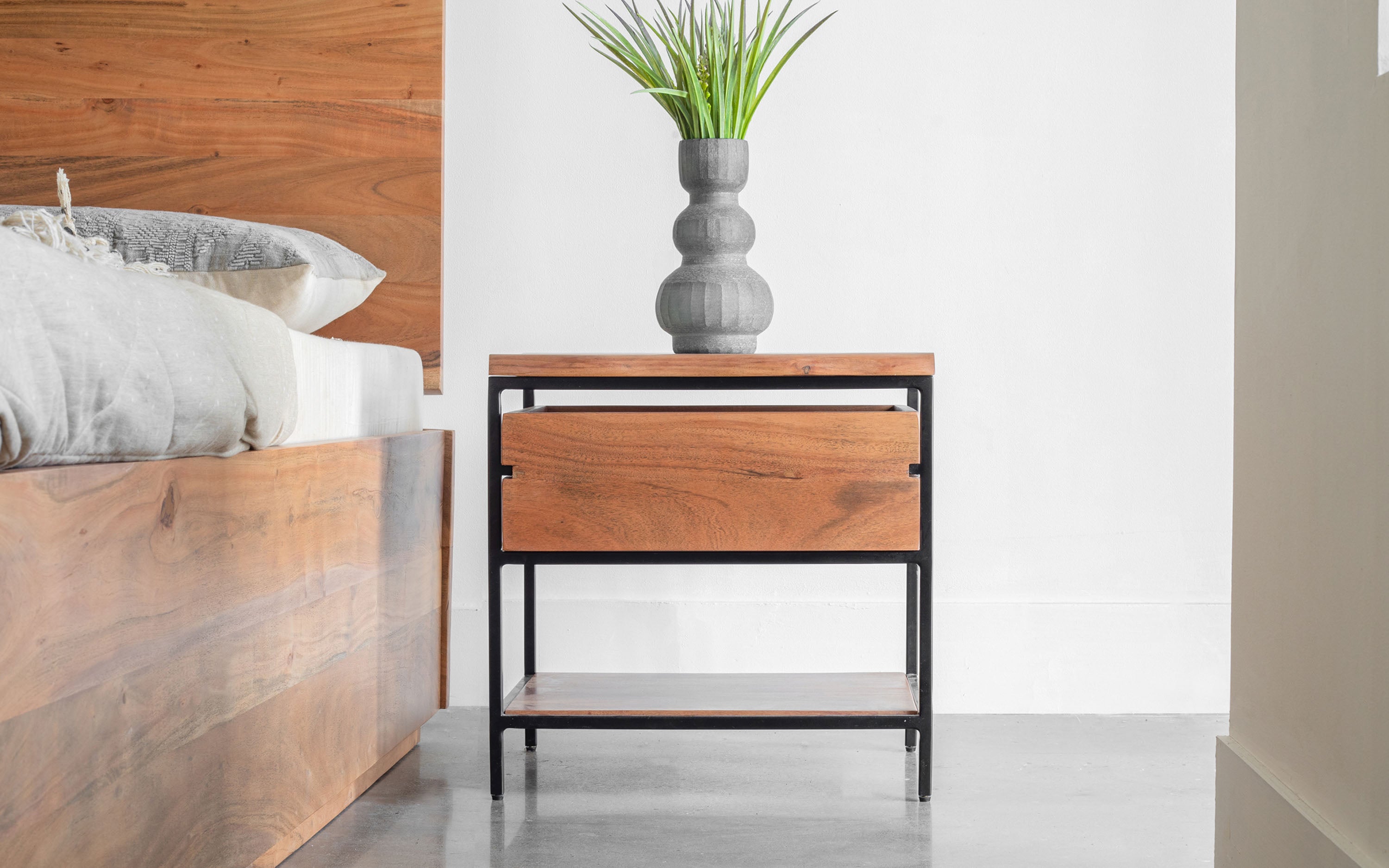Yoho Light Wood Bedside Table  View- Orange Tree Home 
