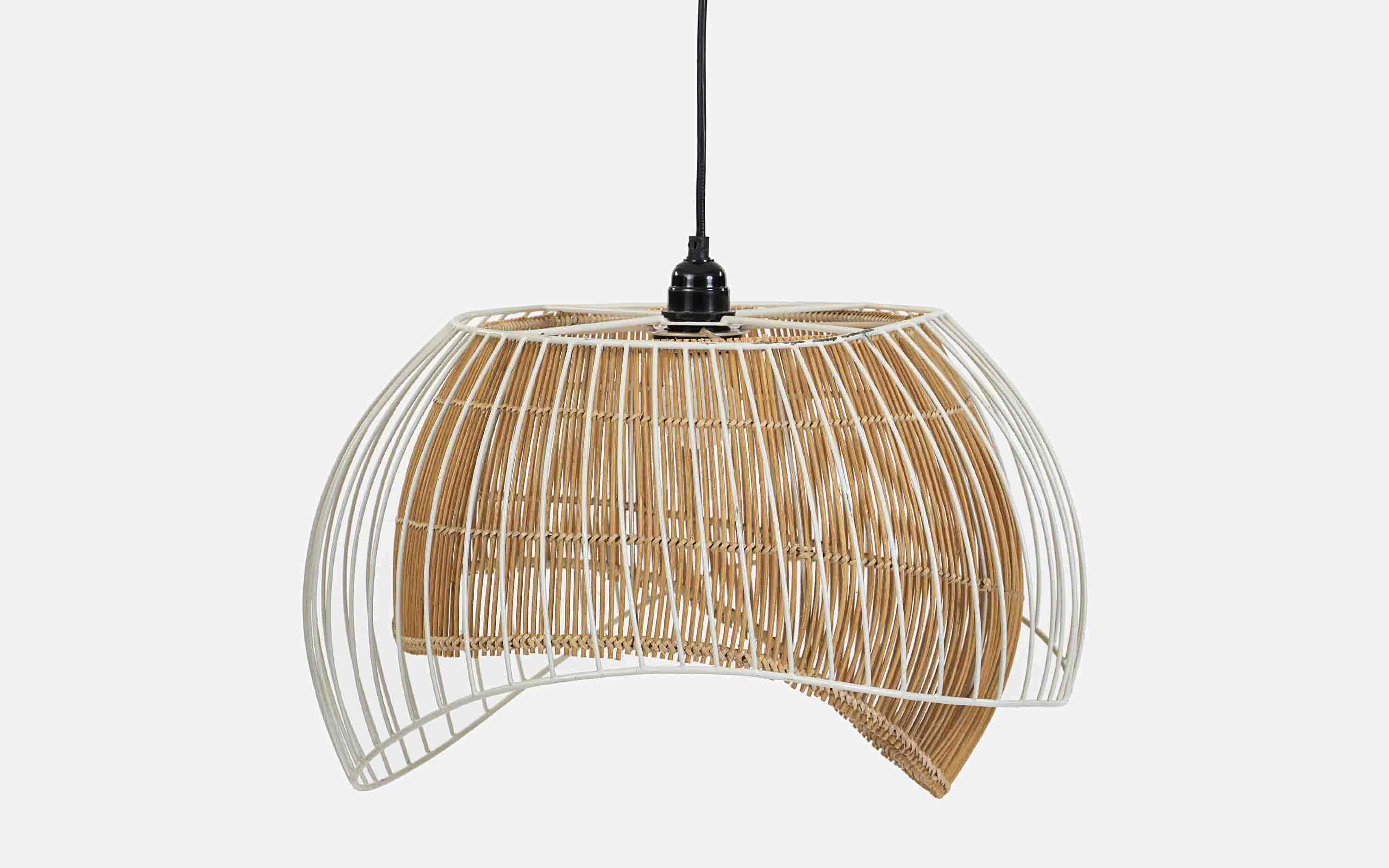 Aphro Bamboo Hanging Lamp with Natural Cane Finish - with white background - Orange Tree