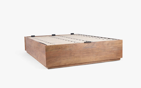 Acacia Hydraulic Storage King Bed - Acacia Wood - Orange Tree 