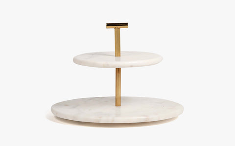 Damas 2-Tier Cake Stand Marble Metal - Orange Tree Home Pvt. Ltd.