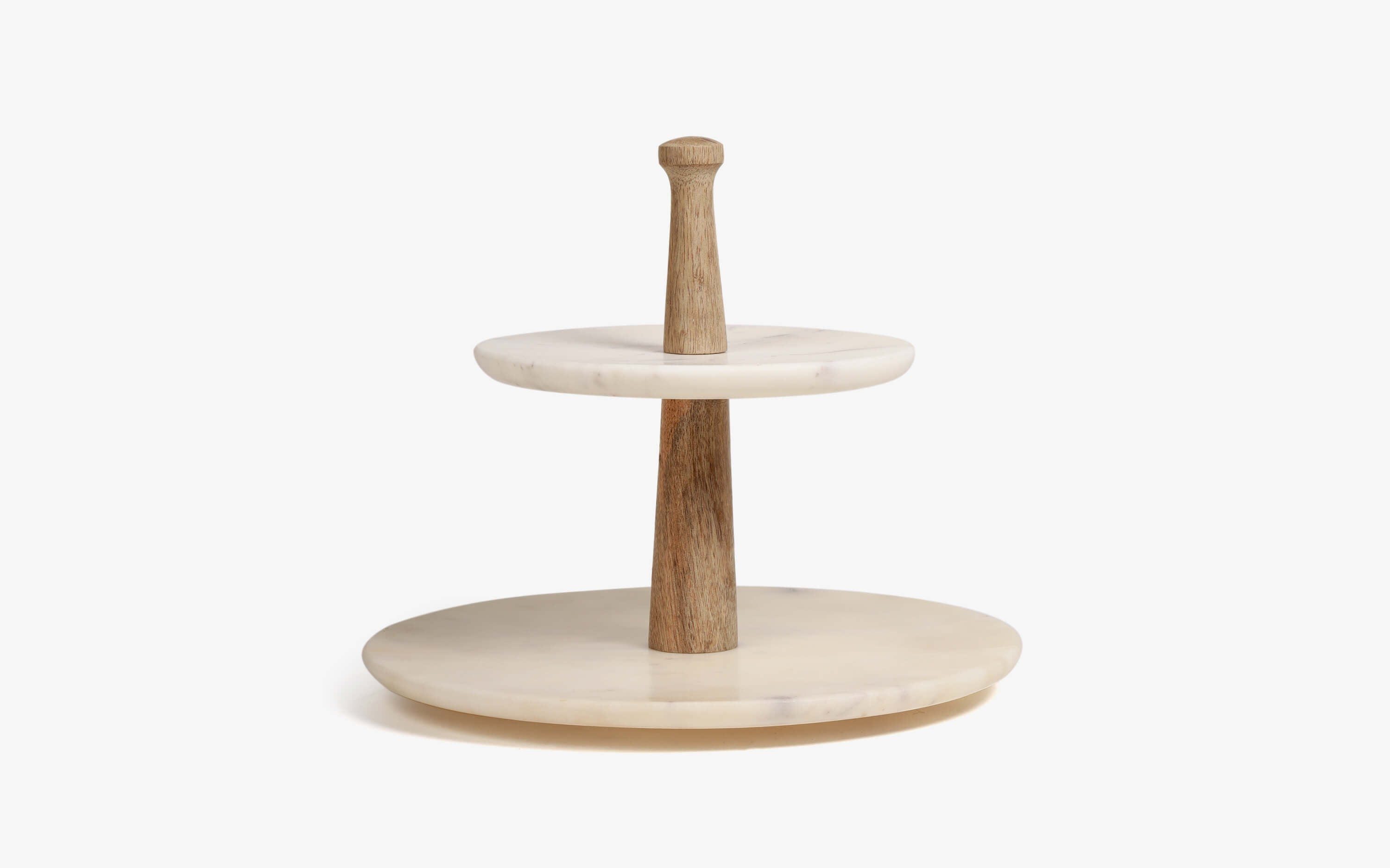 Damas 2-Tier Cake Stand Marble Wood - Orange Tree Home Pvt. Ltd.