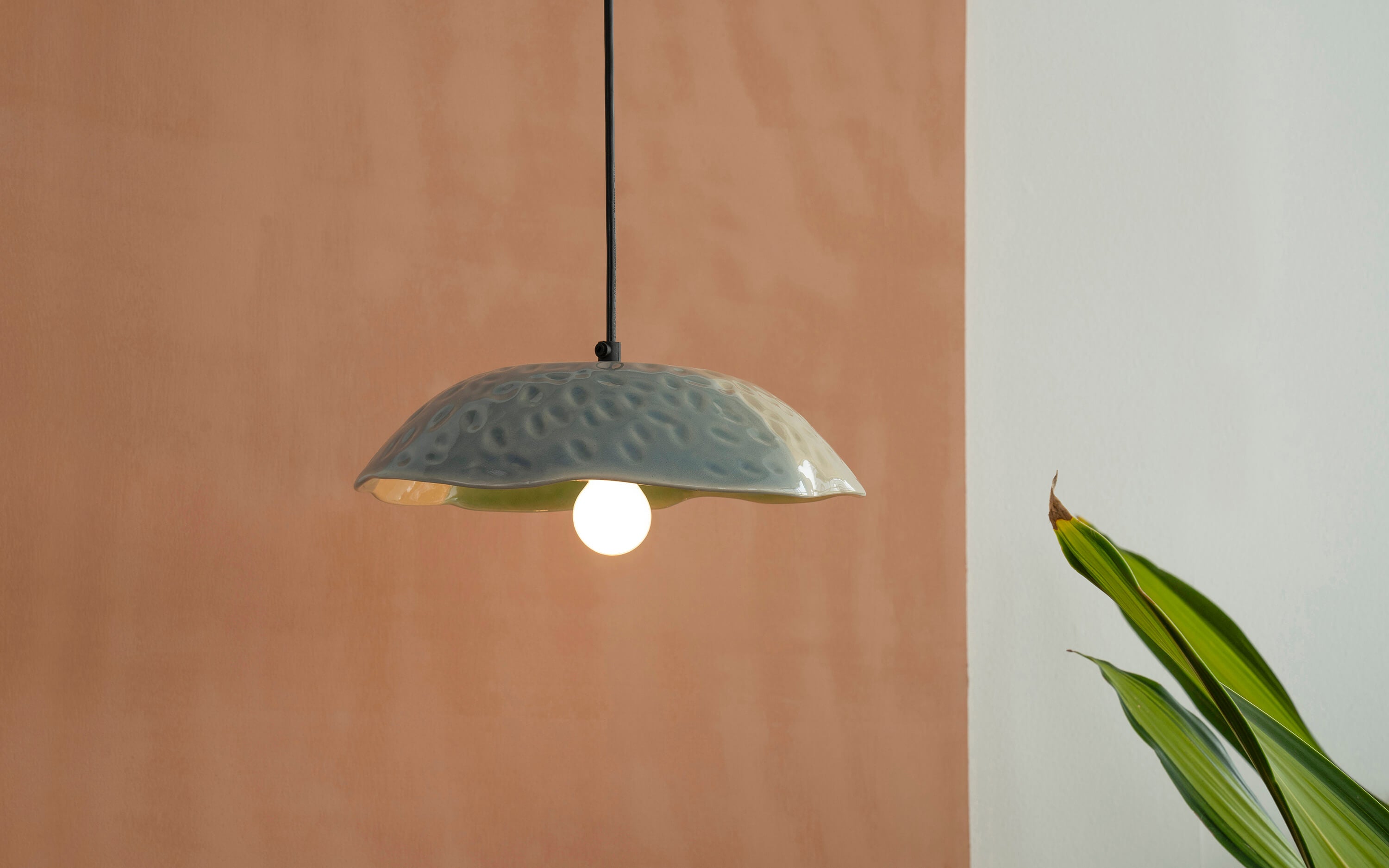Buy Greek Dome-Shaped Ceramic Hanging Lamp - Close shot - Orange Tree