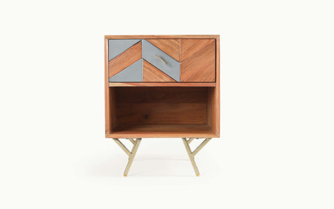 Mazi Bedside Table - Wood Modern Bedside Table - Orange Tree Home Pvt. Ltd.