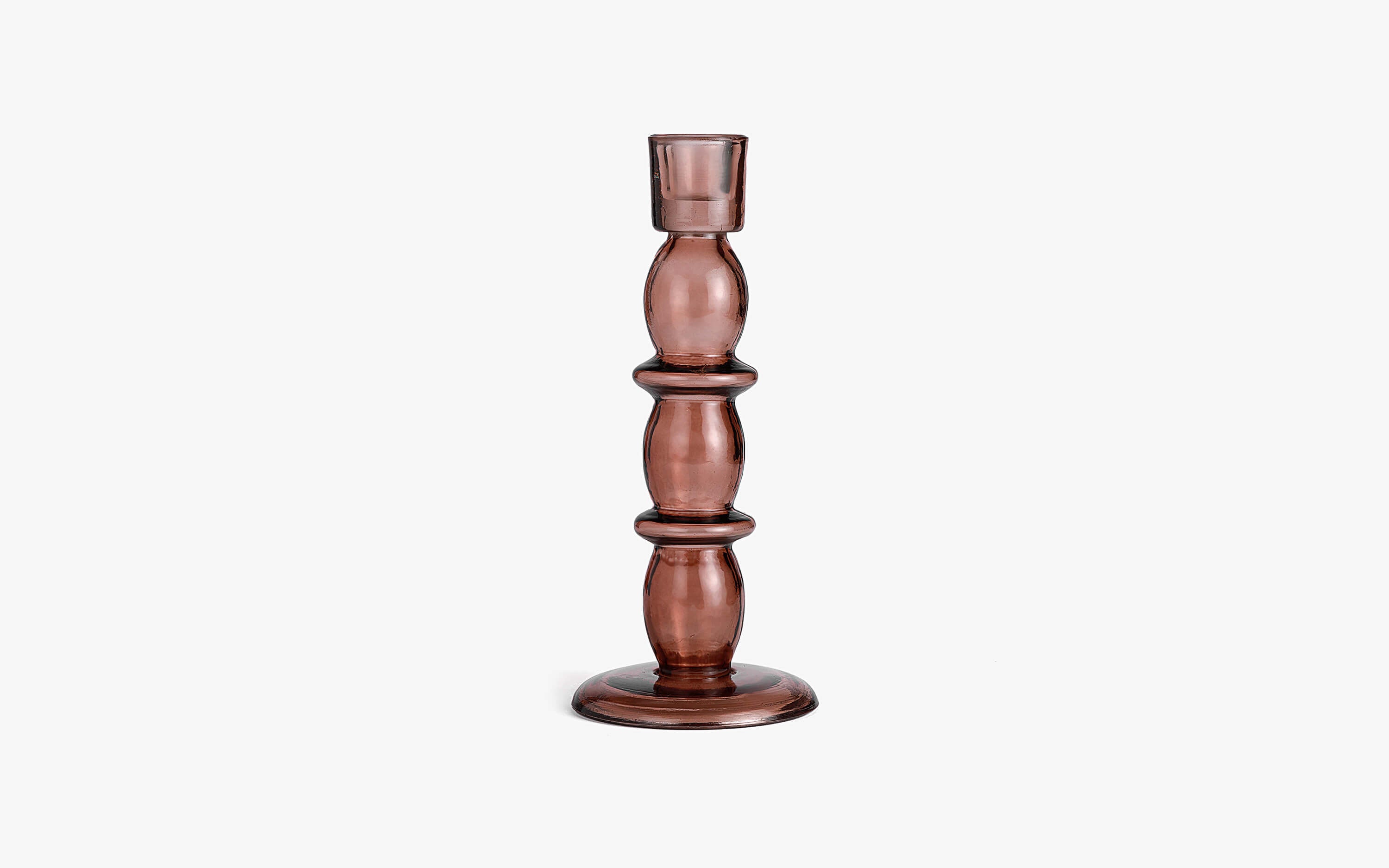 Nato Glass Candle Holder – Elegant Purple Candle Stand - Close shot - from left angle - Orange Tree