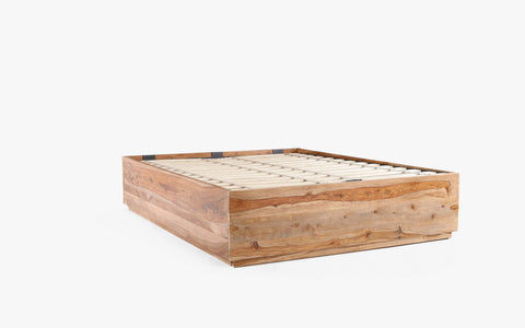 Sheesham Hydraulic Storage Queen size wooden bed frame - Orange Tree Home
