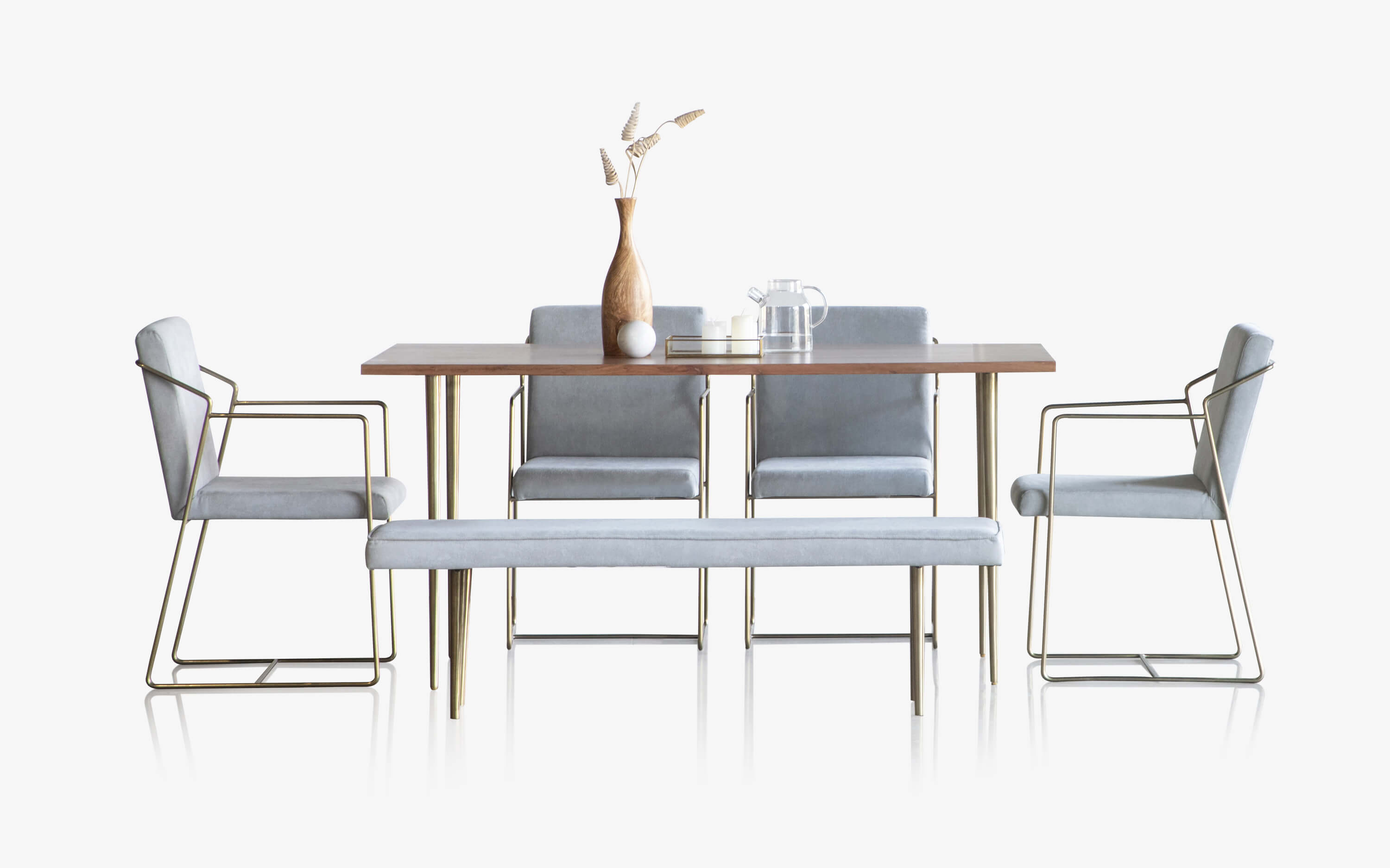 Toshi Dining Table With 4 Chairs and 1 Bench - Orange Tree Home Pvt. Ltd.
