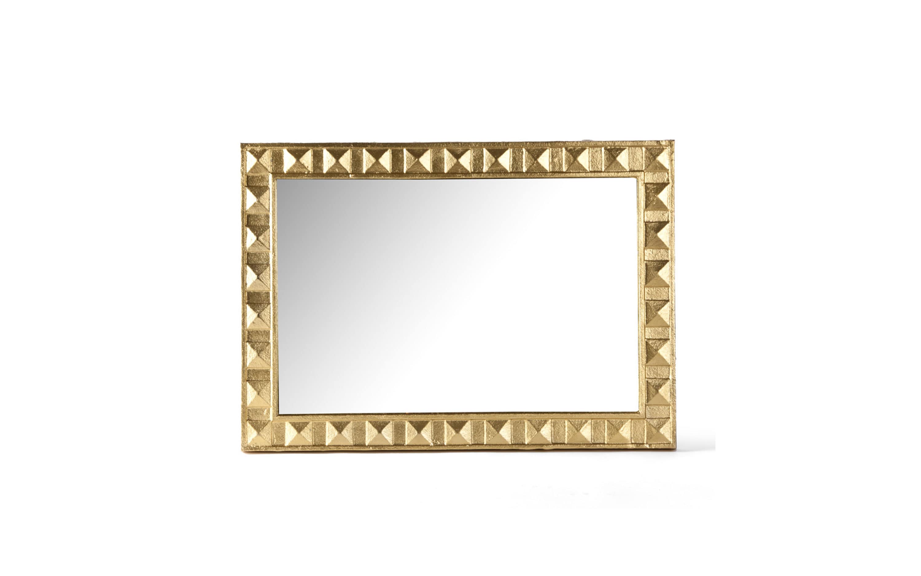Trenz Rectangular Mirror – Gold Aluminum Decorative Wall Mirror - with white background - Orange Tree