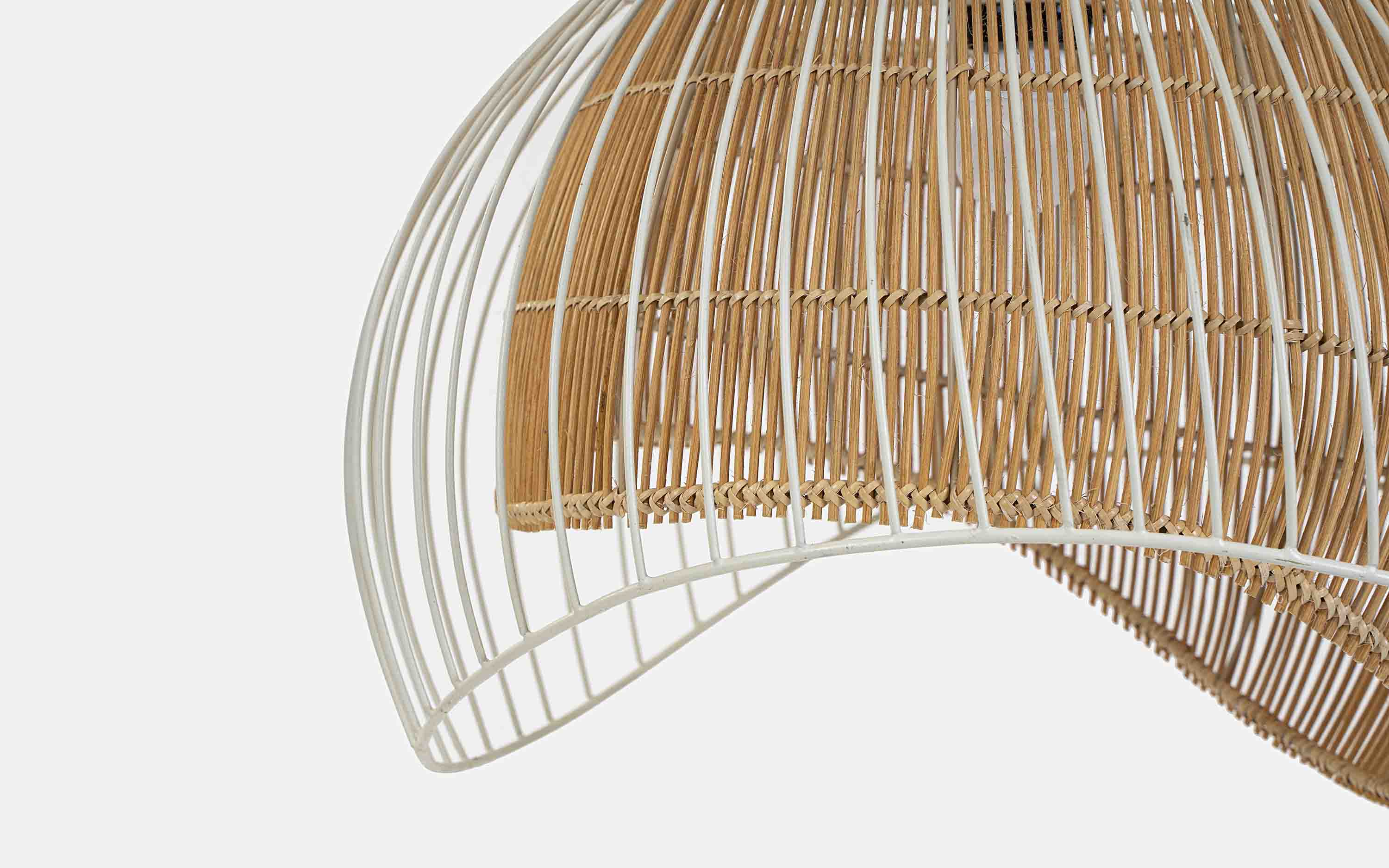 Aphro Bamboo Hanging Lamp with Natural Cane Finish - Close shot - from left angle - Orange Tree