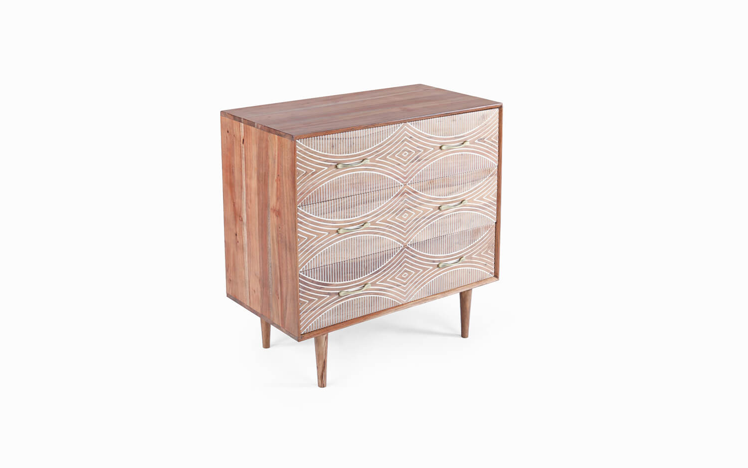 Bunka Solid Wood Chest of Drawers with Natural Finish - with white background - Orange Tree