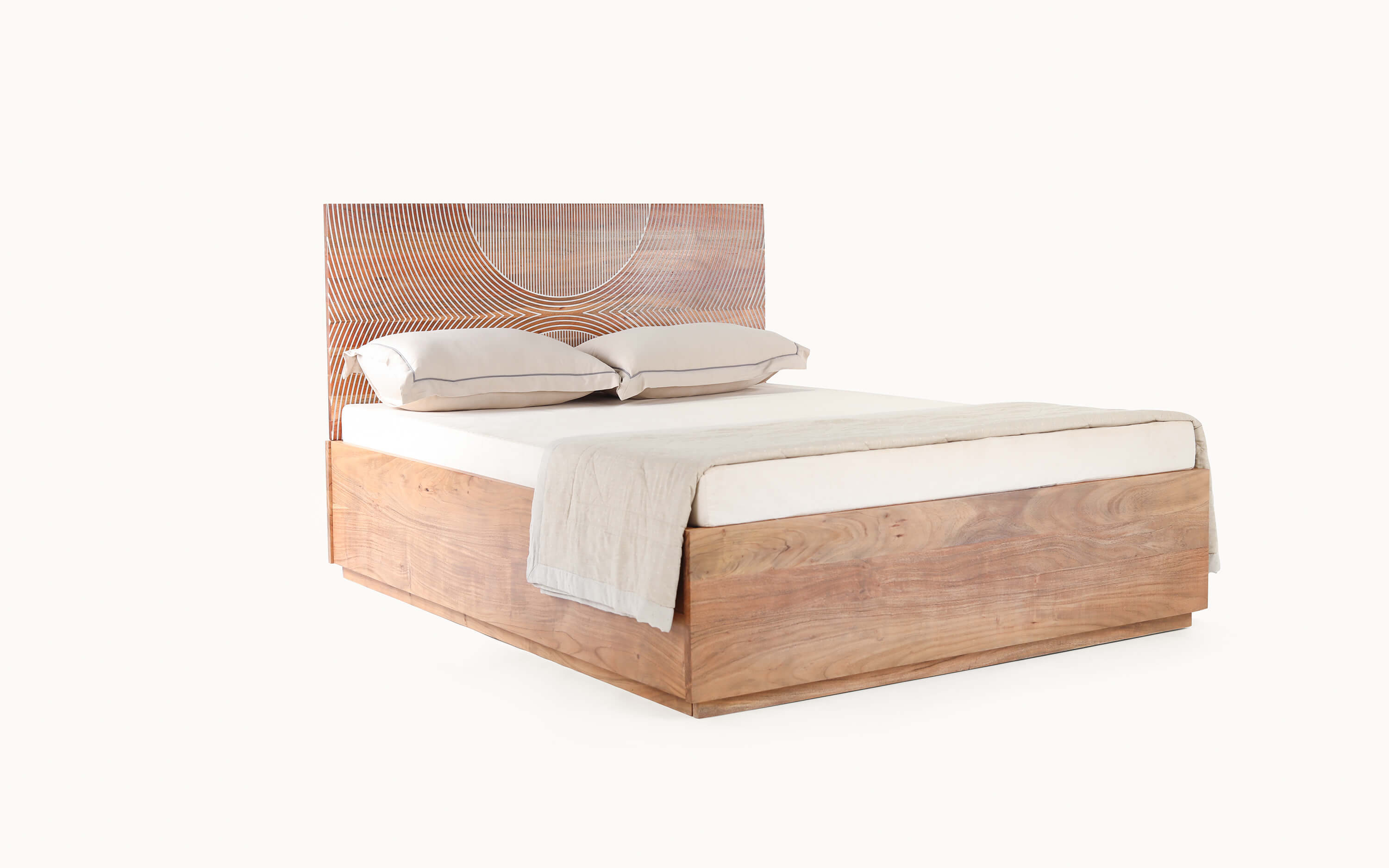 Bunka wood  King  size Hydraulic Bed - Orange Tree 