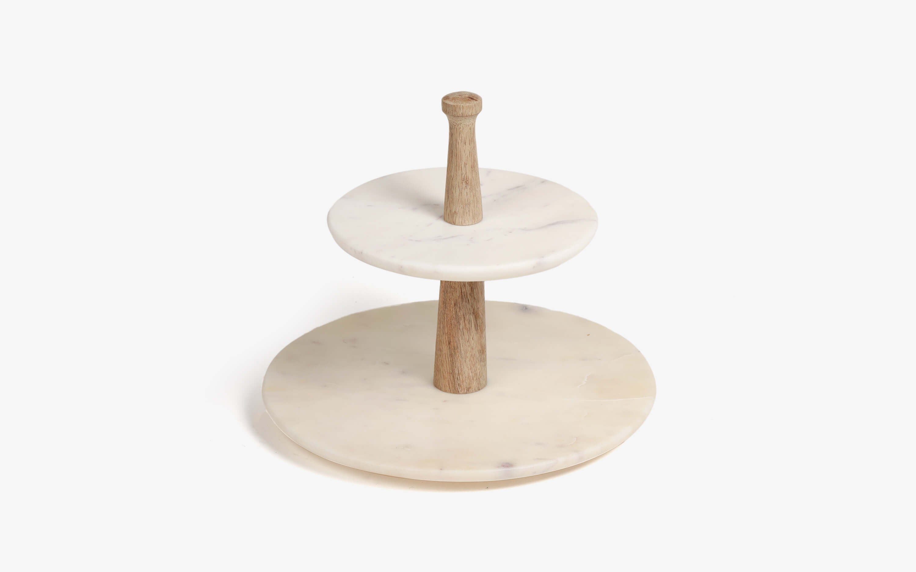 Damas 2-Tier Cake Stand Marble Wood - Orange Tree Home Pvt. Ltd.