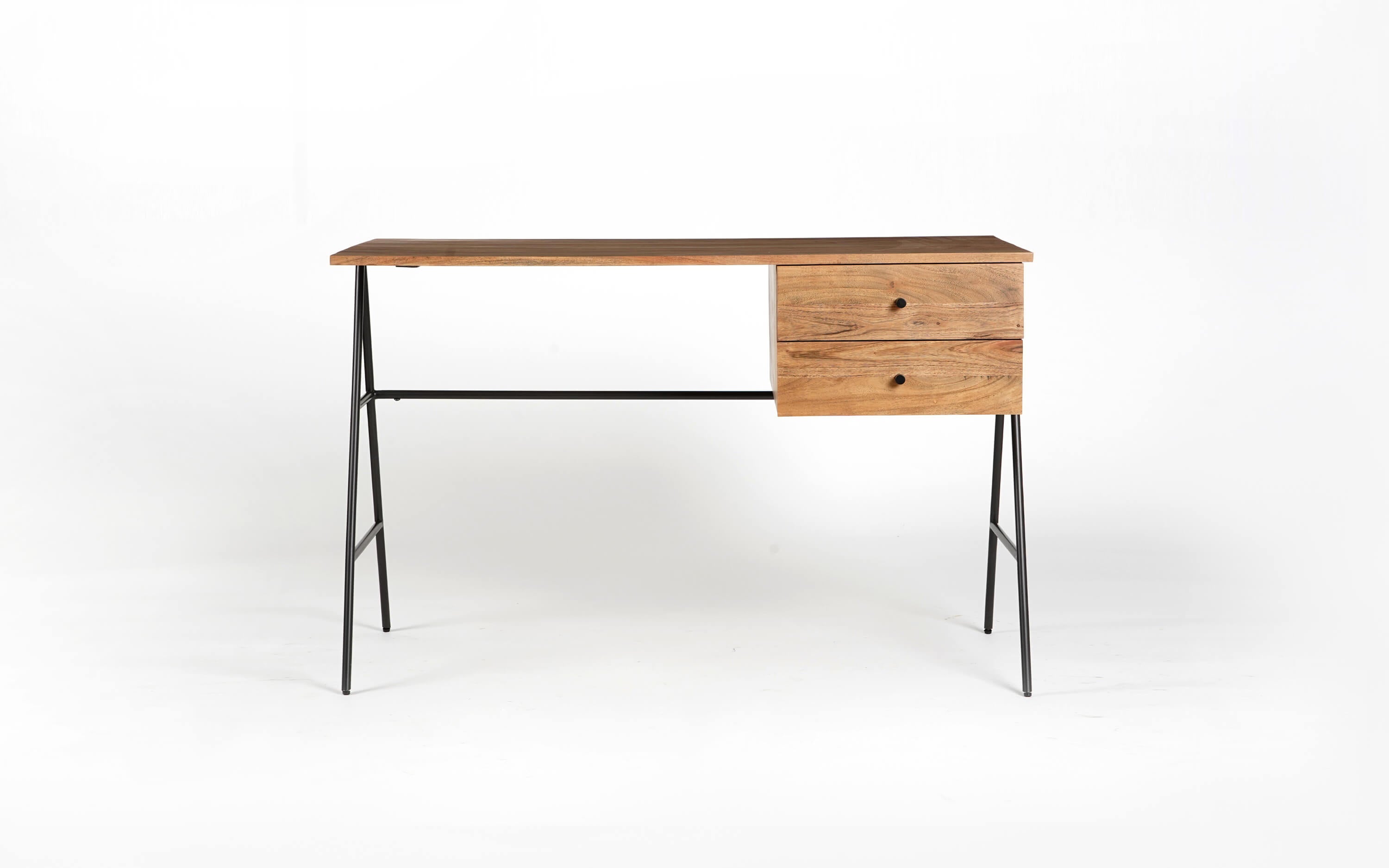 Buy Emmy Solid Wood Study Table with Storage Drawers - Close shot - from left angle - Orange Tree