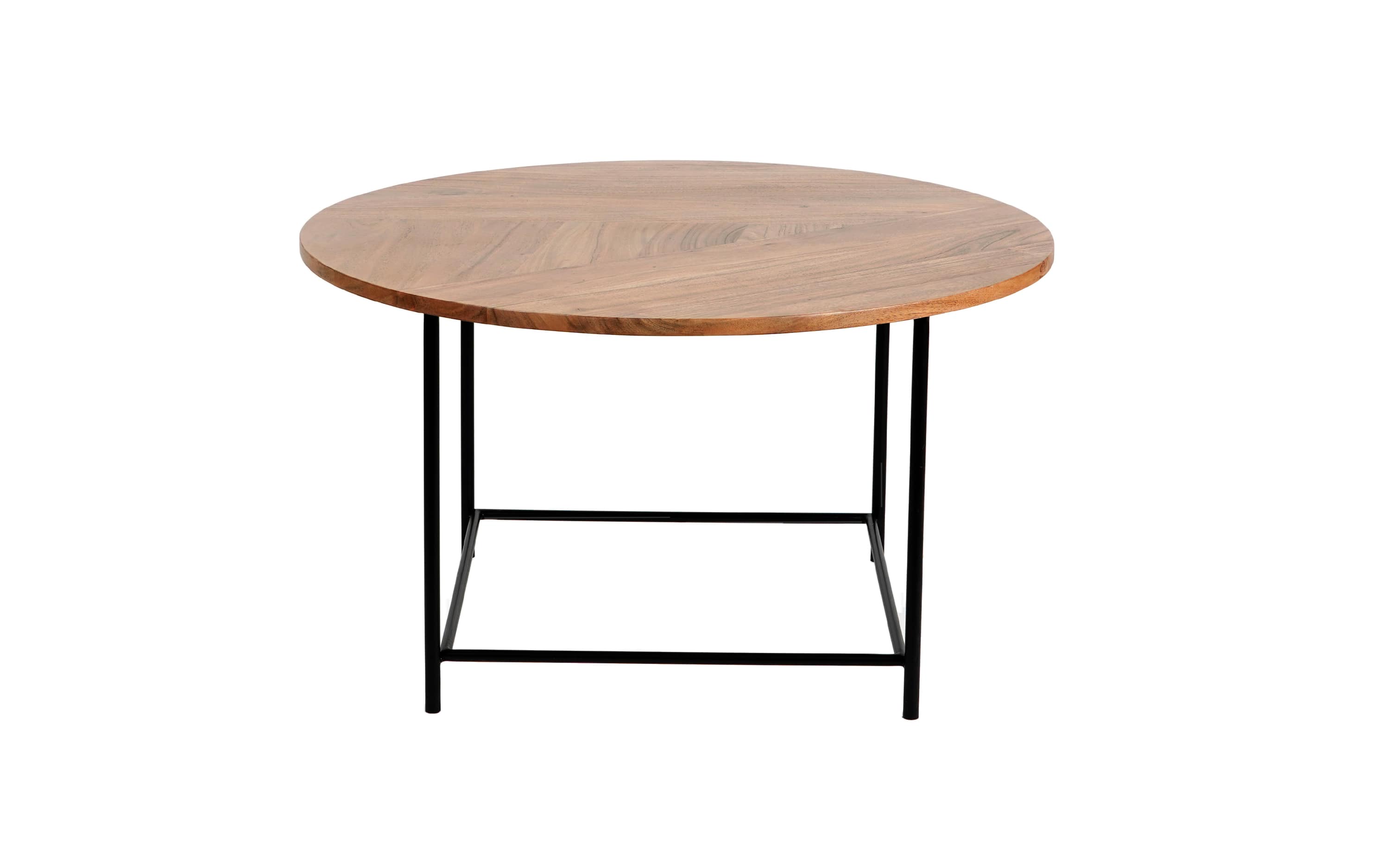 Buy Kiara Wooden Top Round Coffee Table with Metal Legs - Close shot - from right angle - Orange Tree