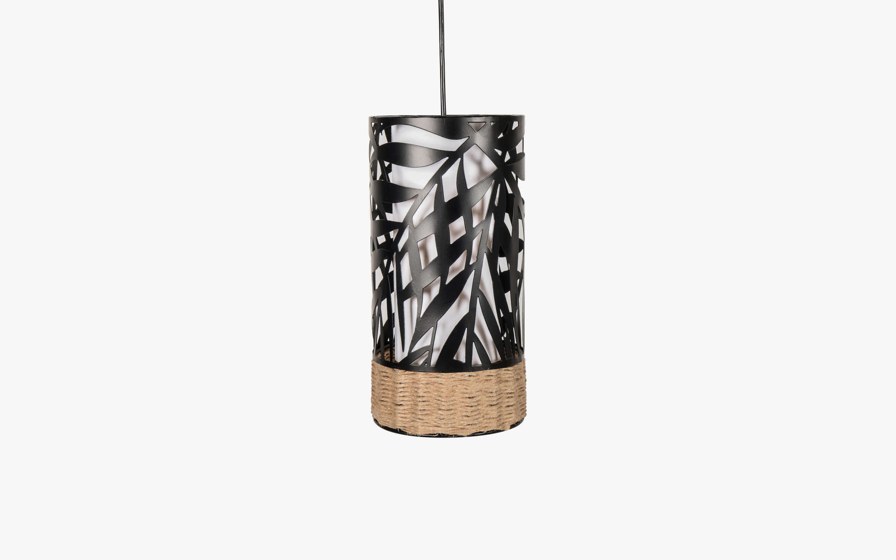 Buy Kinara Cylindrical Metal Hanging Lamp for Living Room - Close shot - from left angle - Orange Tree