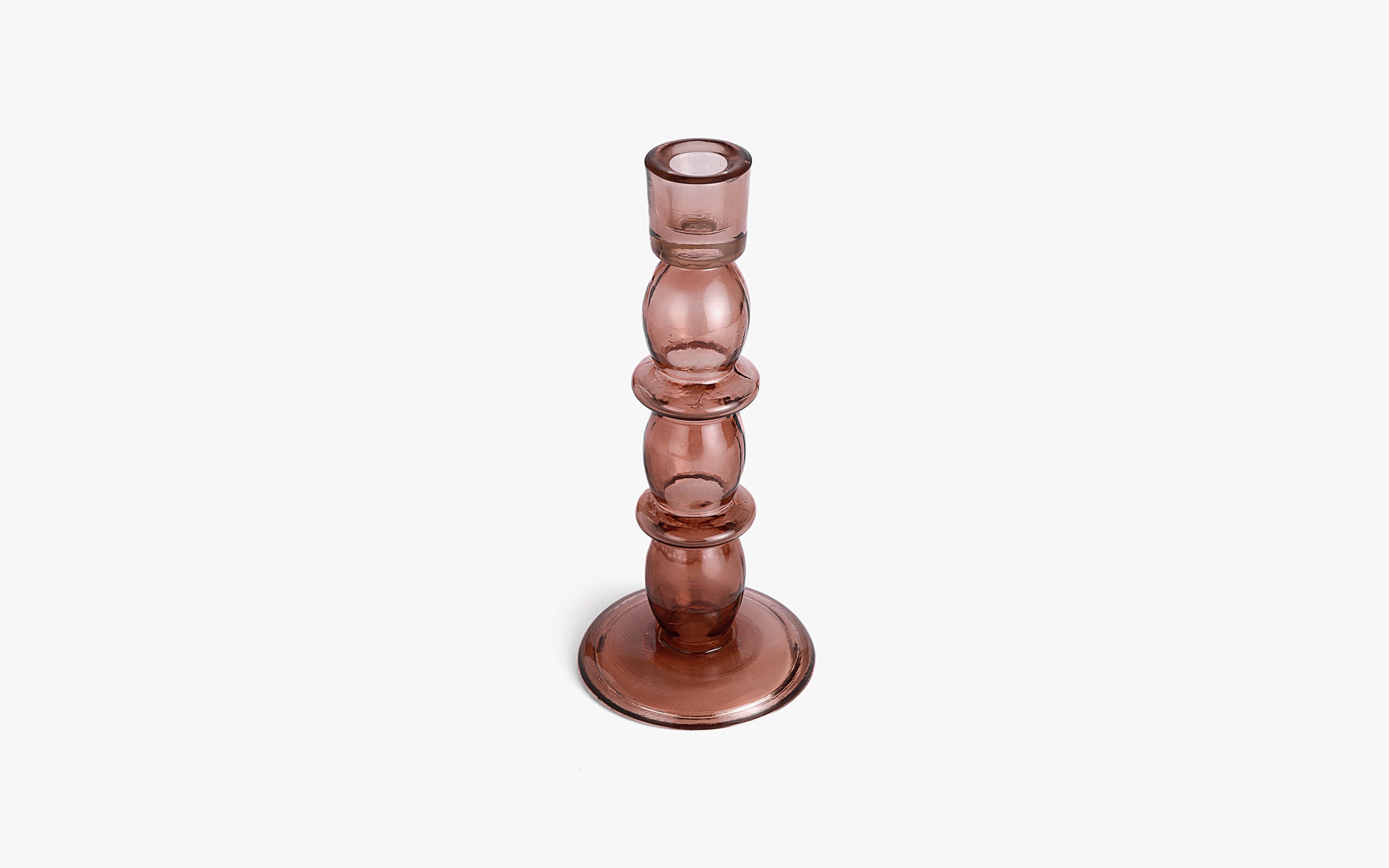 Nato Glass Candle Holder – Elegant Purple Candle Stand - with white background - Orange Tree