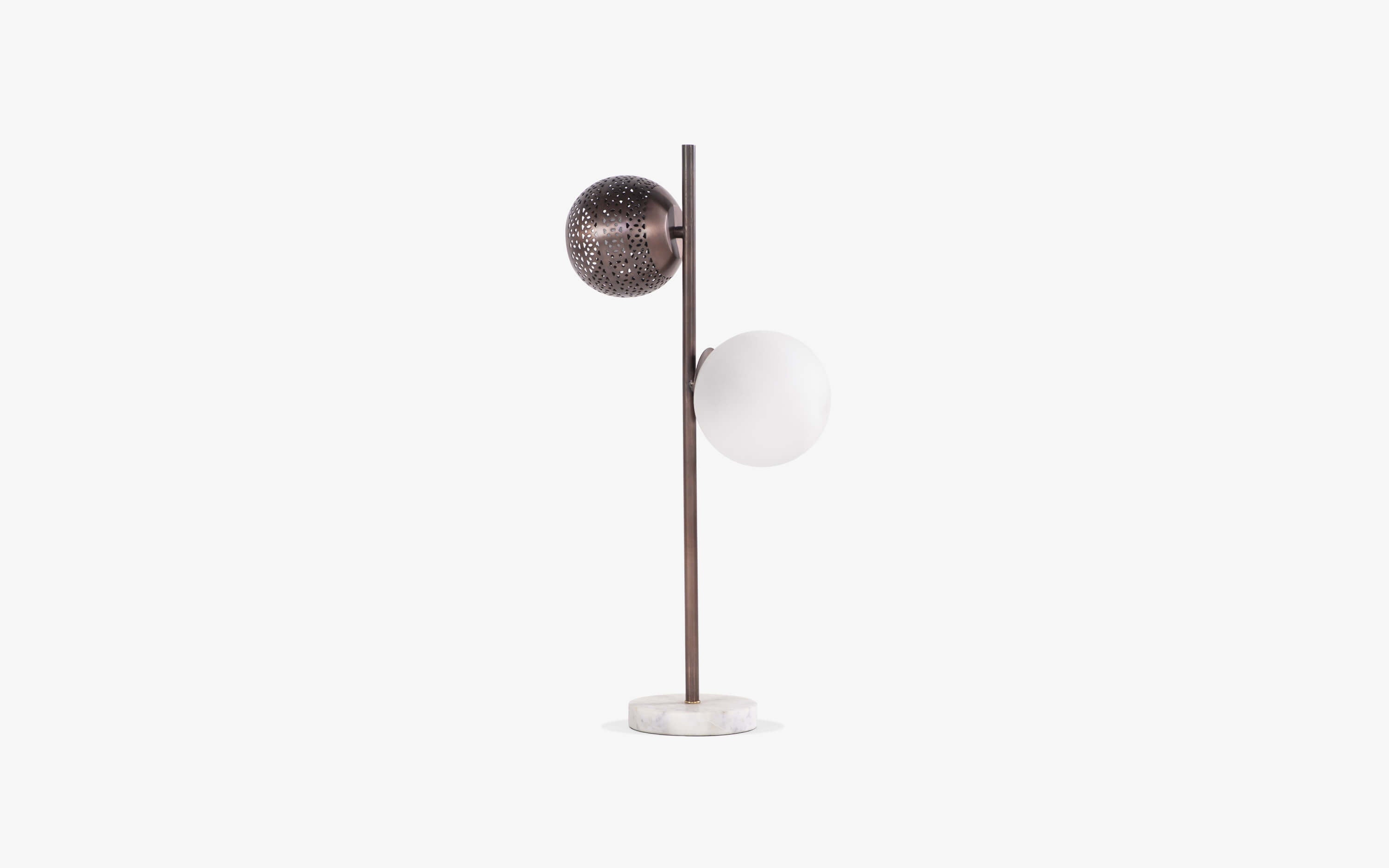 New Soma Copper Round Metal Table Lamp - with white background - Orange Tree