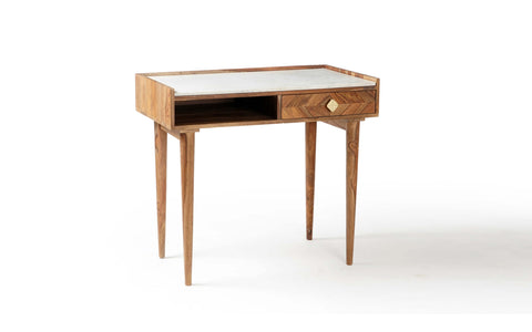 White  Study Table with White Marble Top - Orange Tree Home Pvt. Ltd.