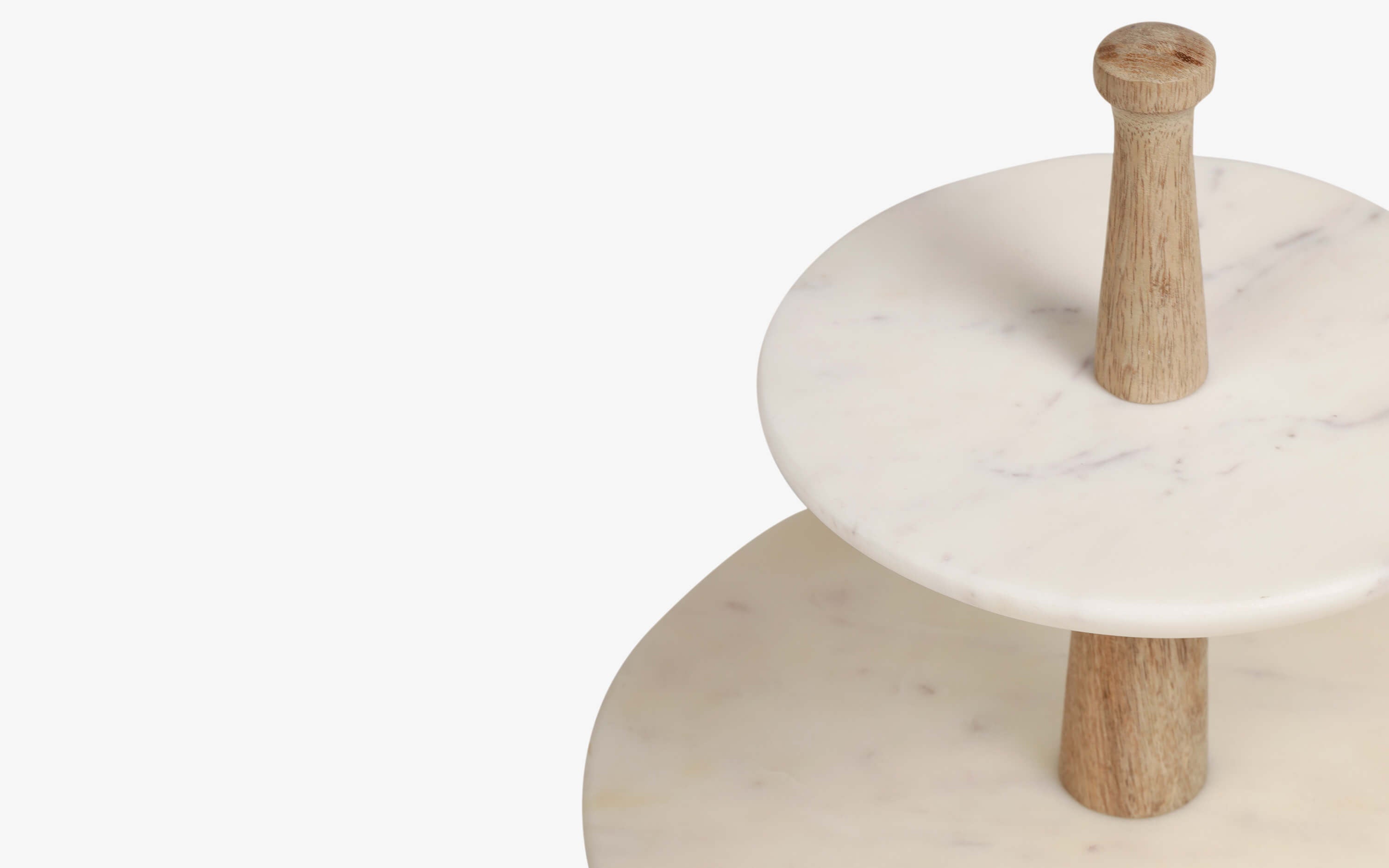 Damas 2-Tier Cake Stand Marble Wood - Orange Tree Home Pvt. Ltd.