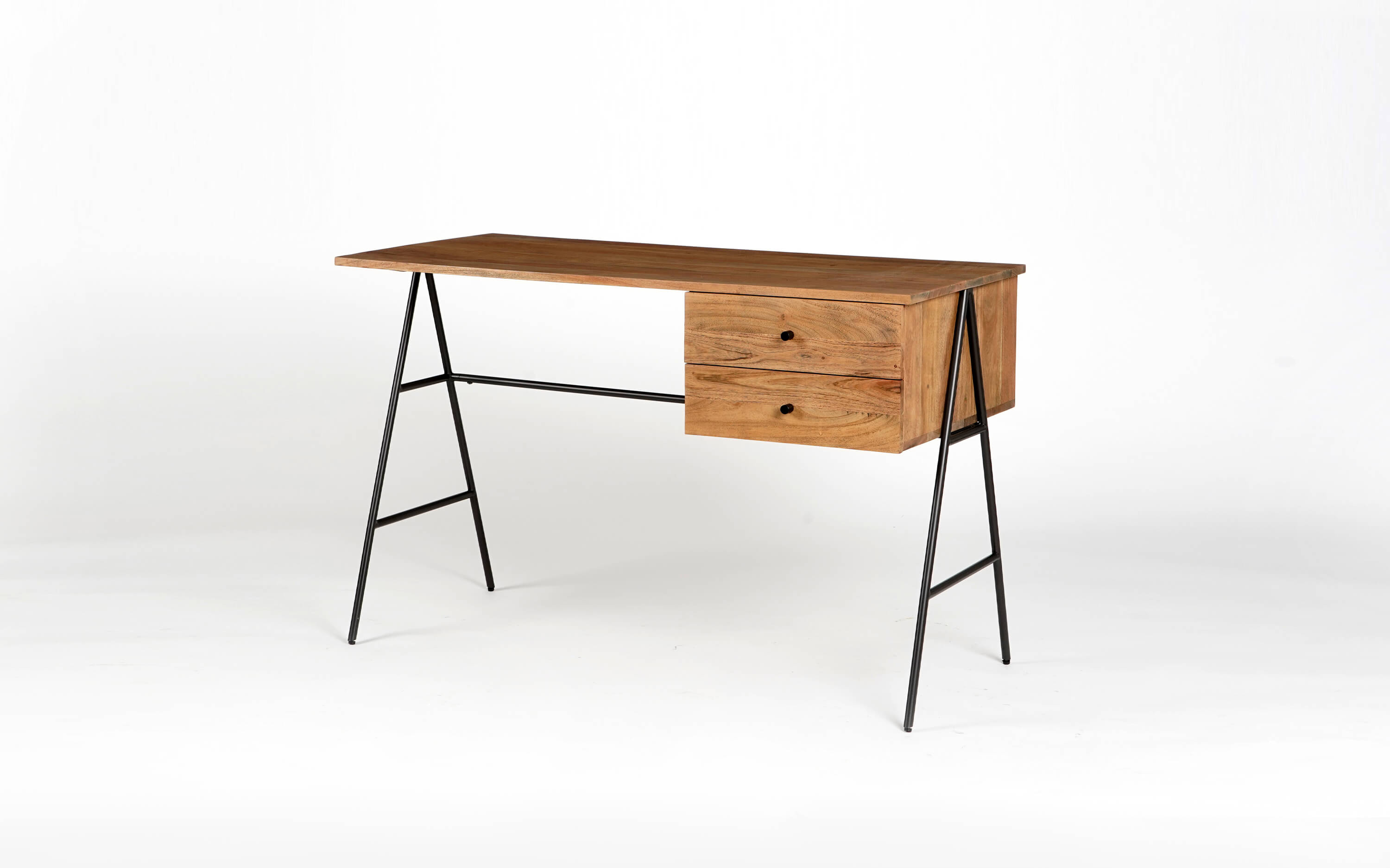 Buy Emmy Solid Wood Study Table with Storage Drawers - Close shot - from right angle - Orange Tree