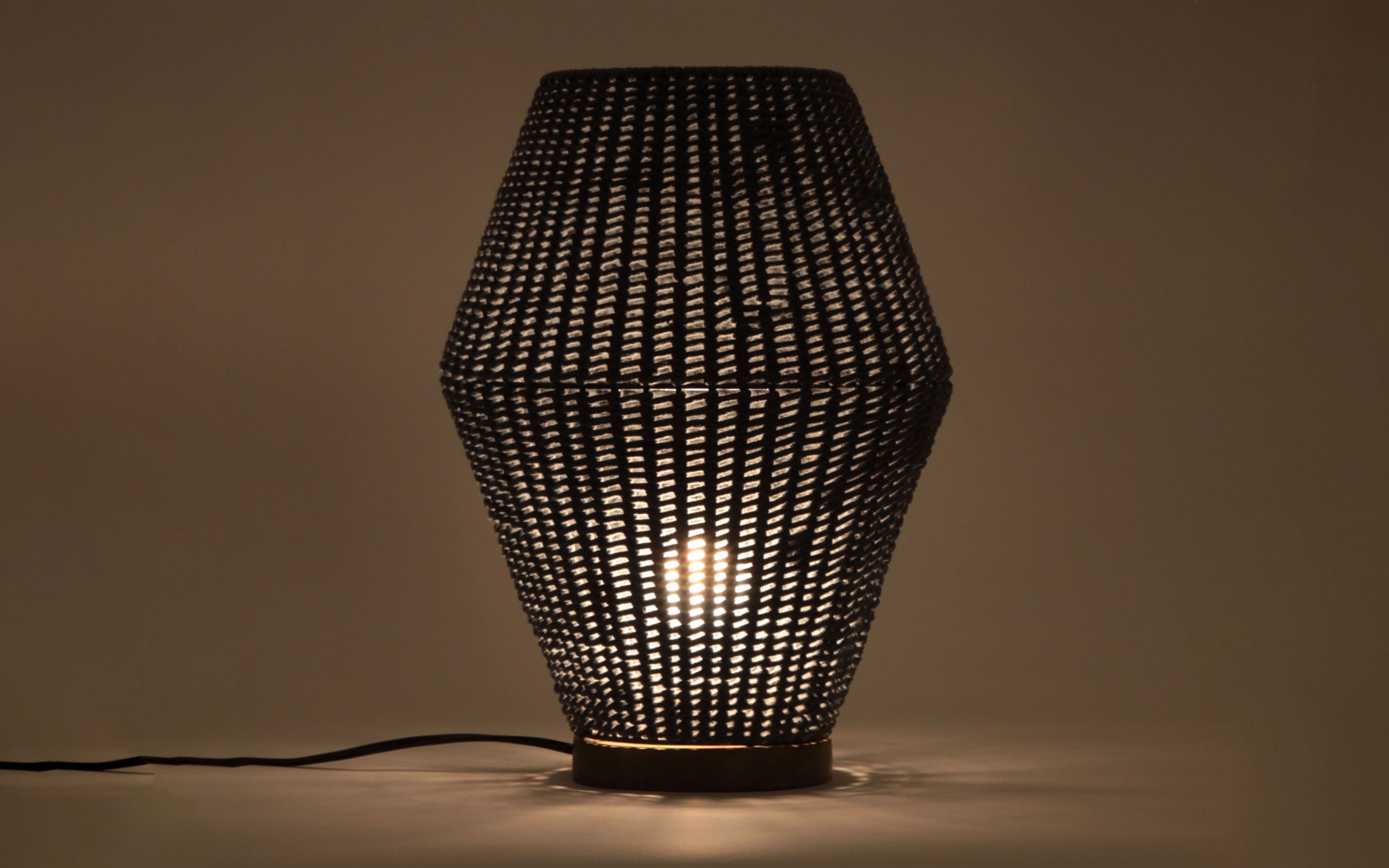 Grizel Cotton Rope Stylish Black Table Light - Close shot - from right angle - Orange Tree