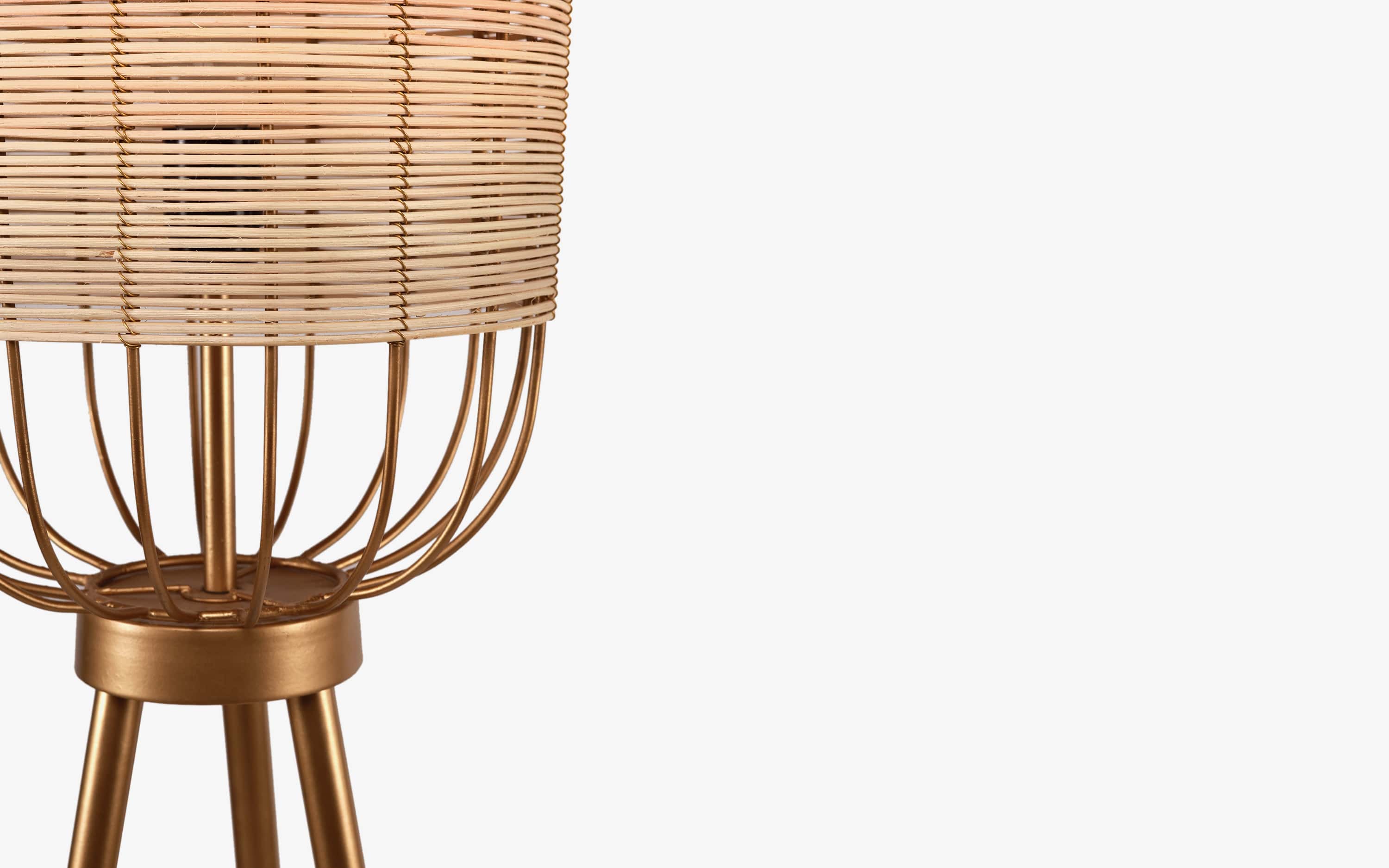 Henka Gold Rattan Tripod Floor Lamp