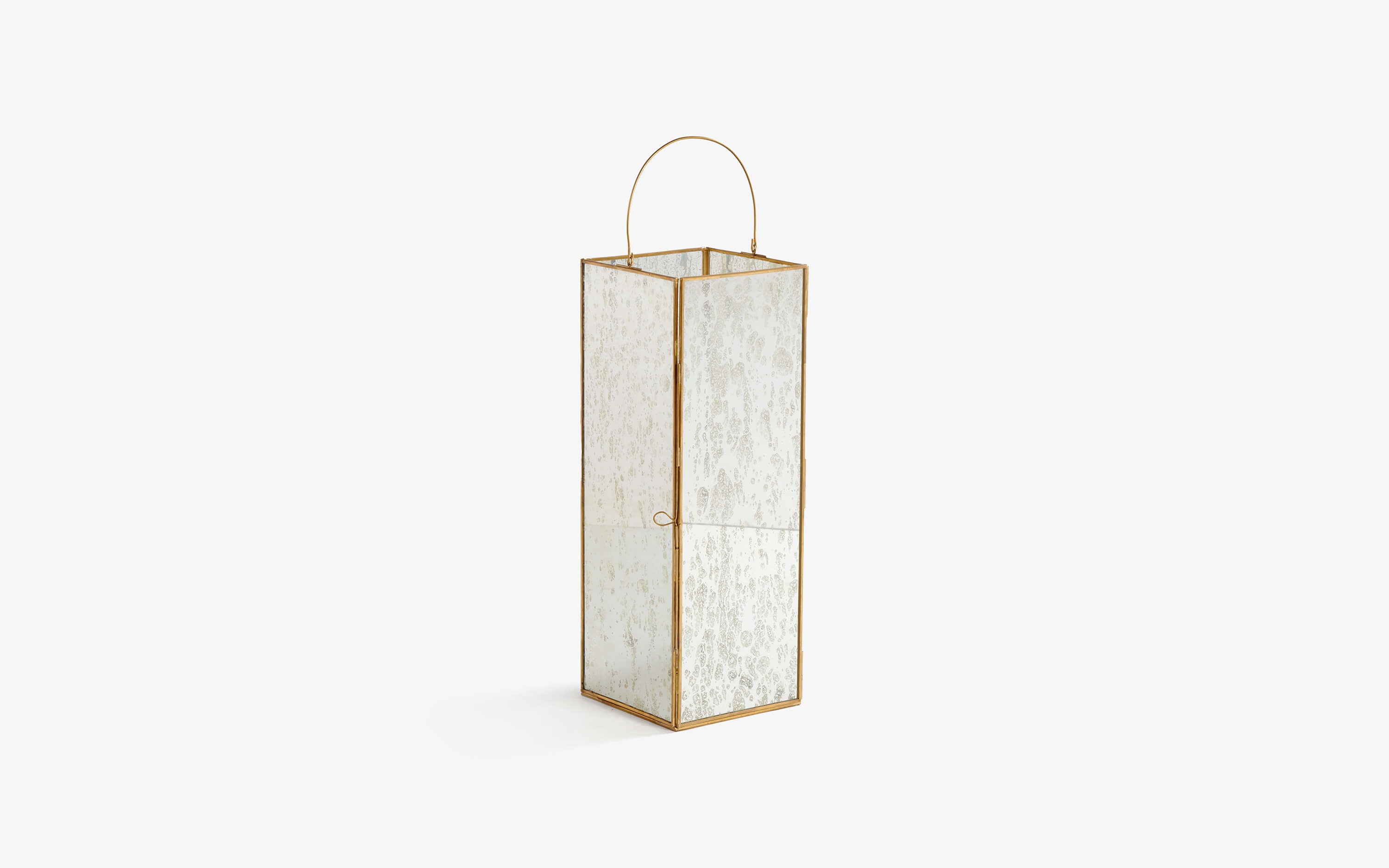 Hera Brass Candle Lantern Lamp Medium - with white background - Orange Tree