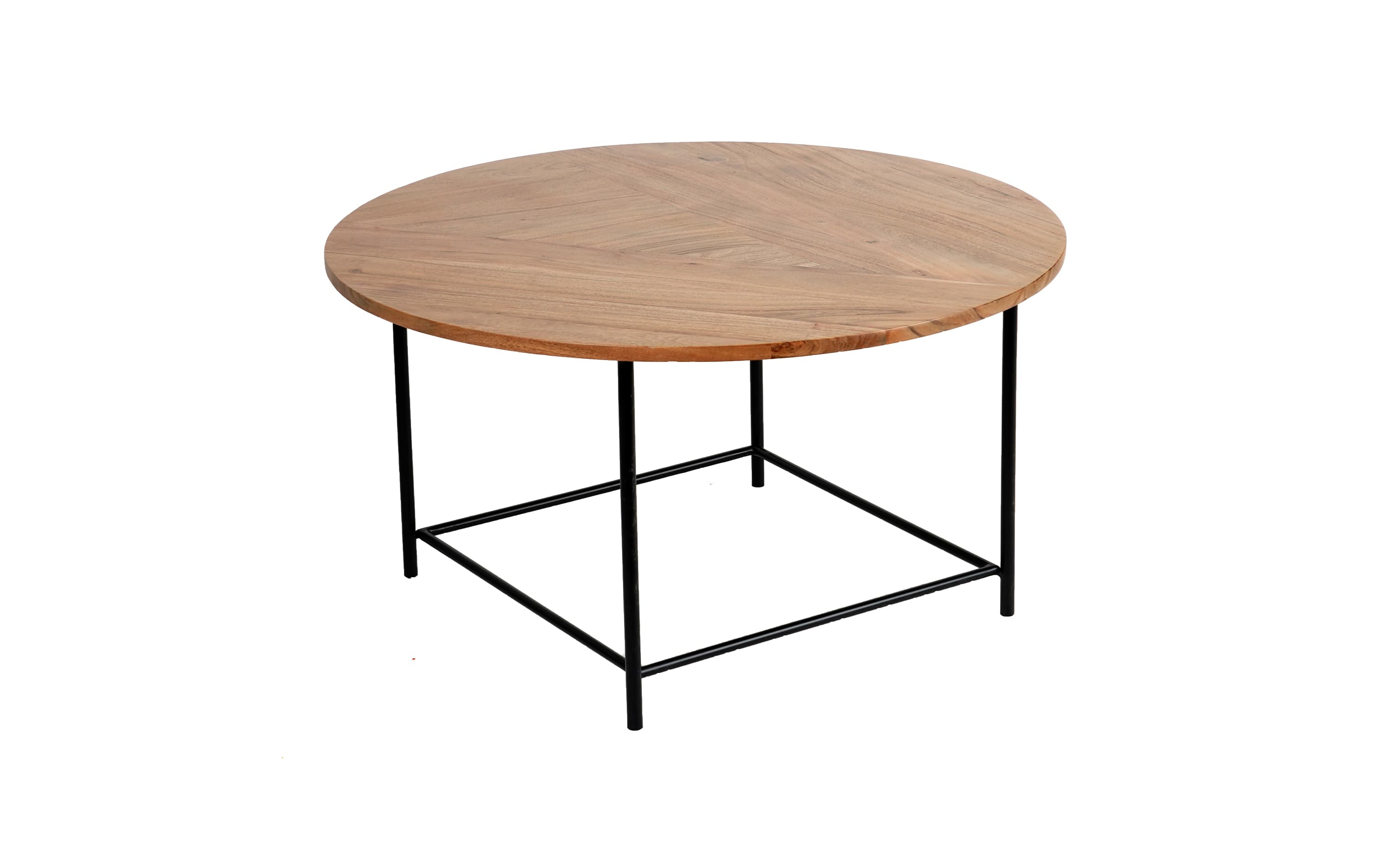 Buy Kiara Wooden Top Round Coffee Table with Metal Legs - with white background - Orange Tree