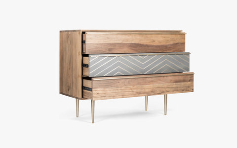 Toshi Chest of Drawer made of Acacia Wood with Mild Steel and Cement 