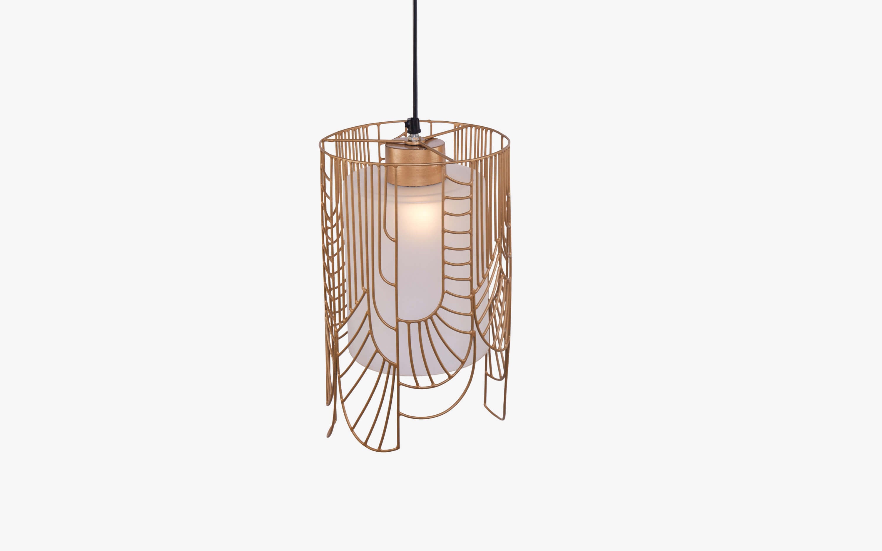 Buy Claude Tall Metal & Glass Pendant Ceiling Lamp - Close shot - from upper angle - Orange Tree