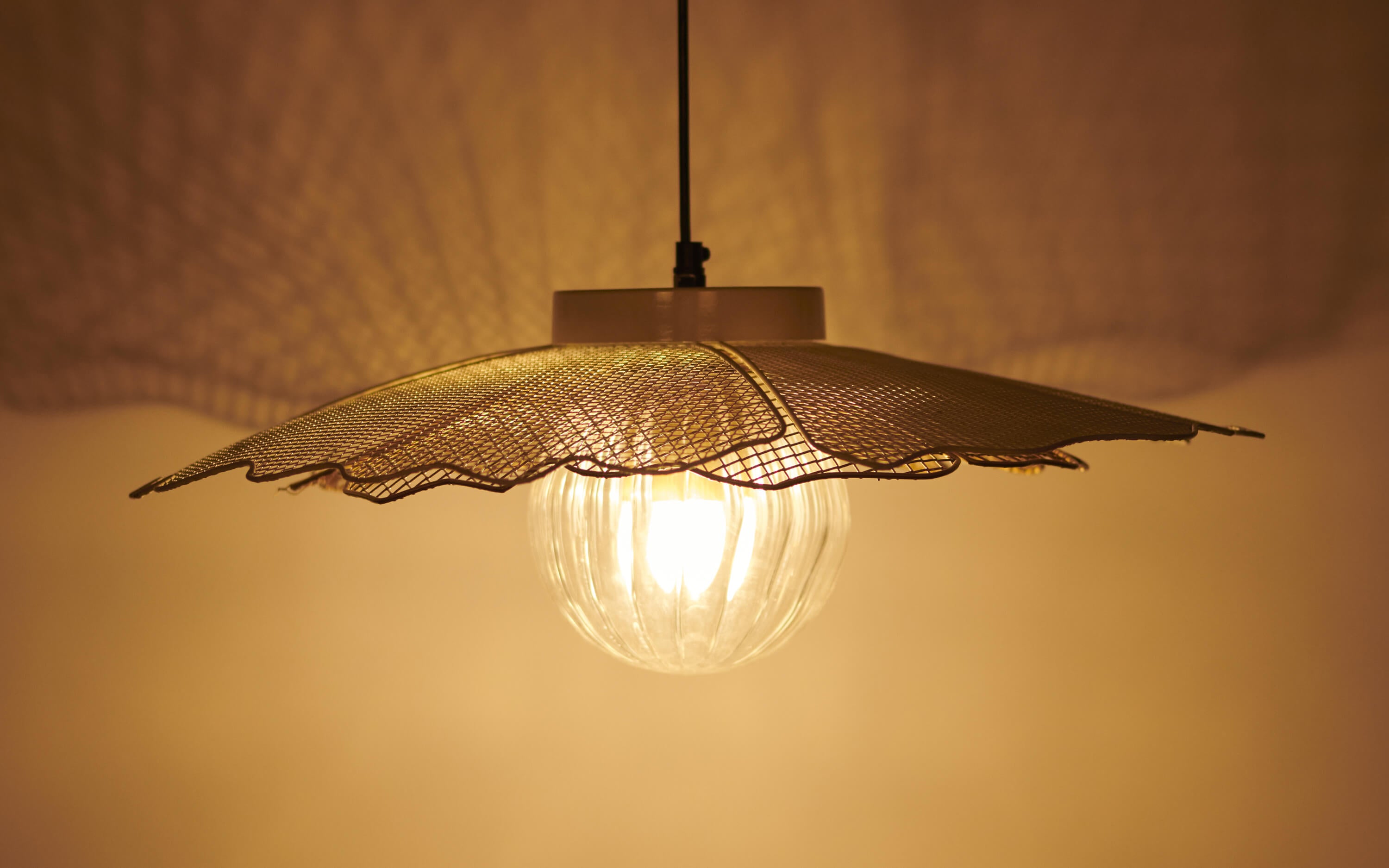 Keshi Gold Glass Pendant Light - Close shot - from upper angle - Orange Tree