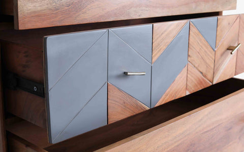 Mazi Chest of Drawer made of Acacia Wood with Cement