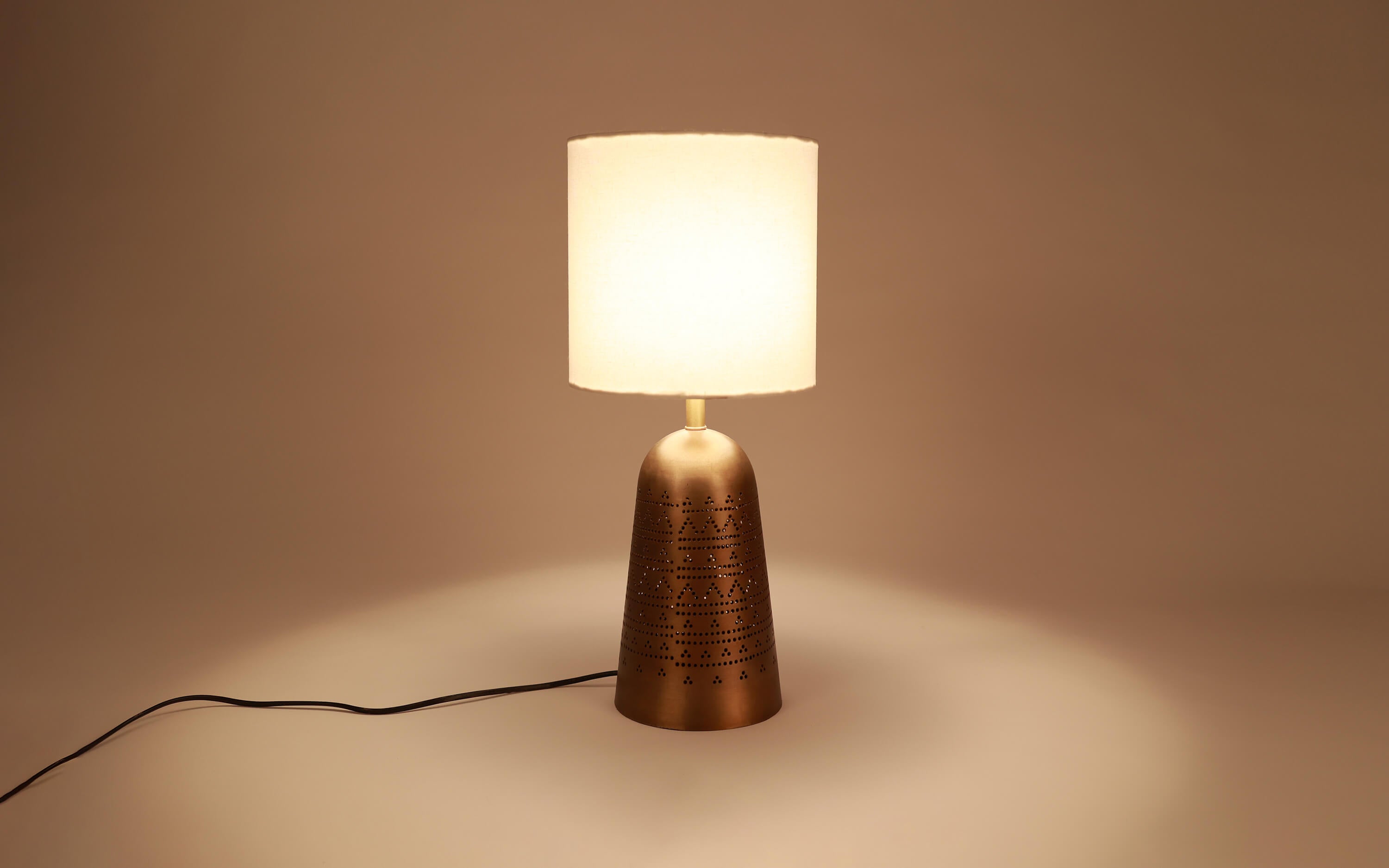 Mishin Antique Bedside Decorative Metal Table Light - Close shot - from left angle - Orange Tree