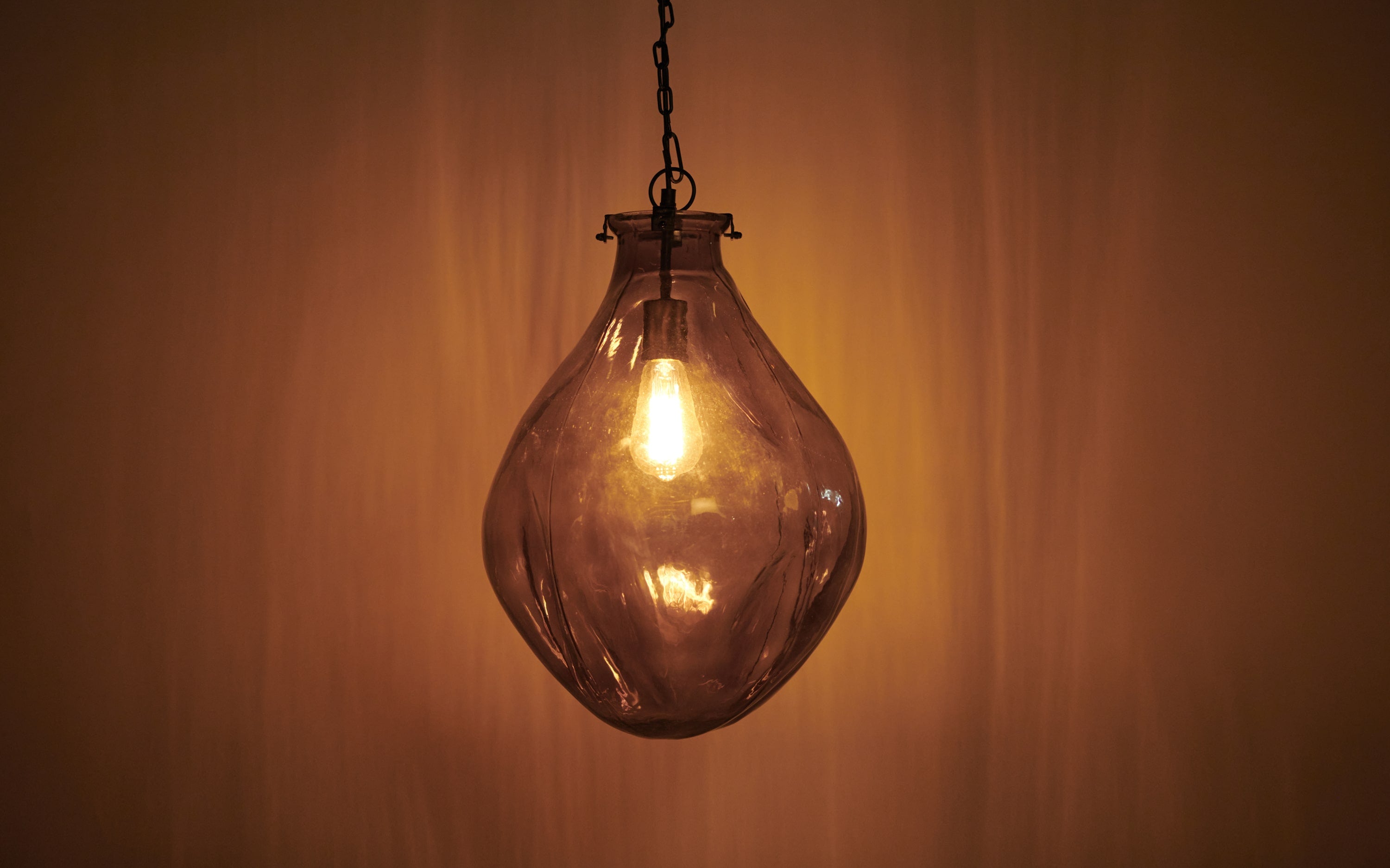 Buy Sogu Black Glass Drop Hanging Lamp for Bedroom - Close shot - from left angle - Orange Tree