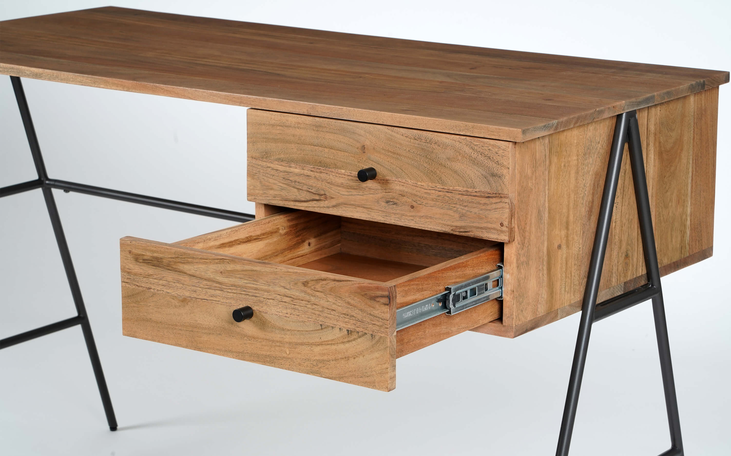 Buy Emmy Solid Wood Study Table with Storage Drawers - Close shot - from upper angle - Orange Tree