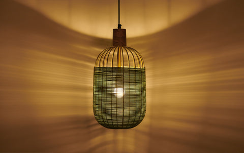 Henka Green Hanging Lamp Tall - Orange Tree Home Pvt. Ltd.