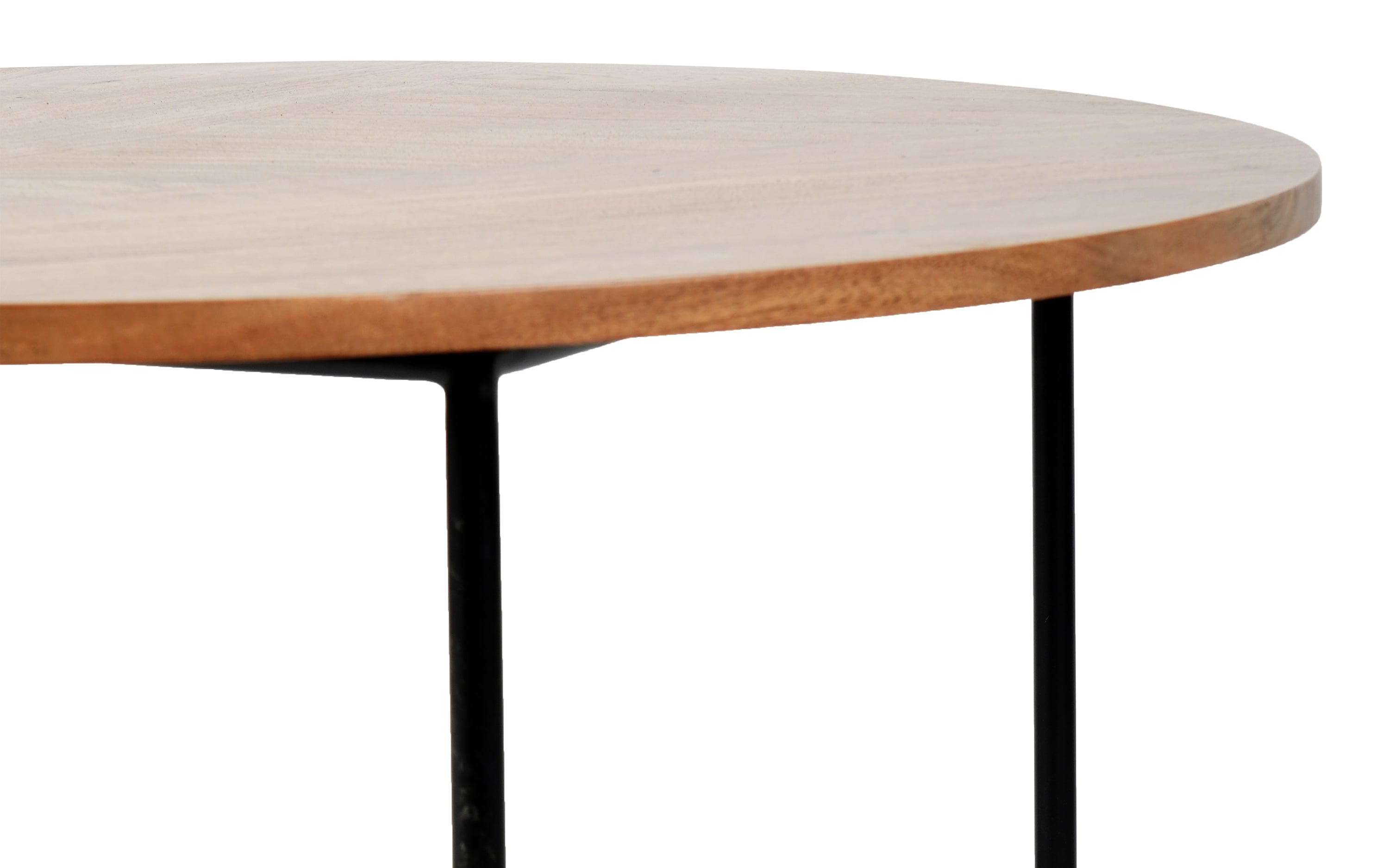 Buy Kiara Wooden Top Round Coffee Table with Metal Legs - Close shot - from upper angle - Orange Tree