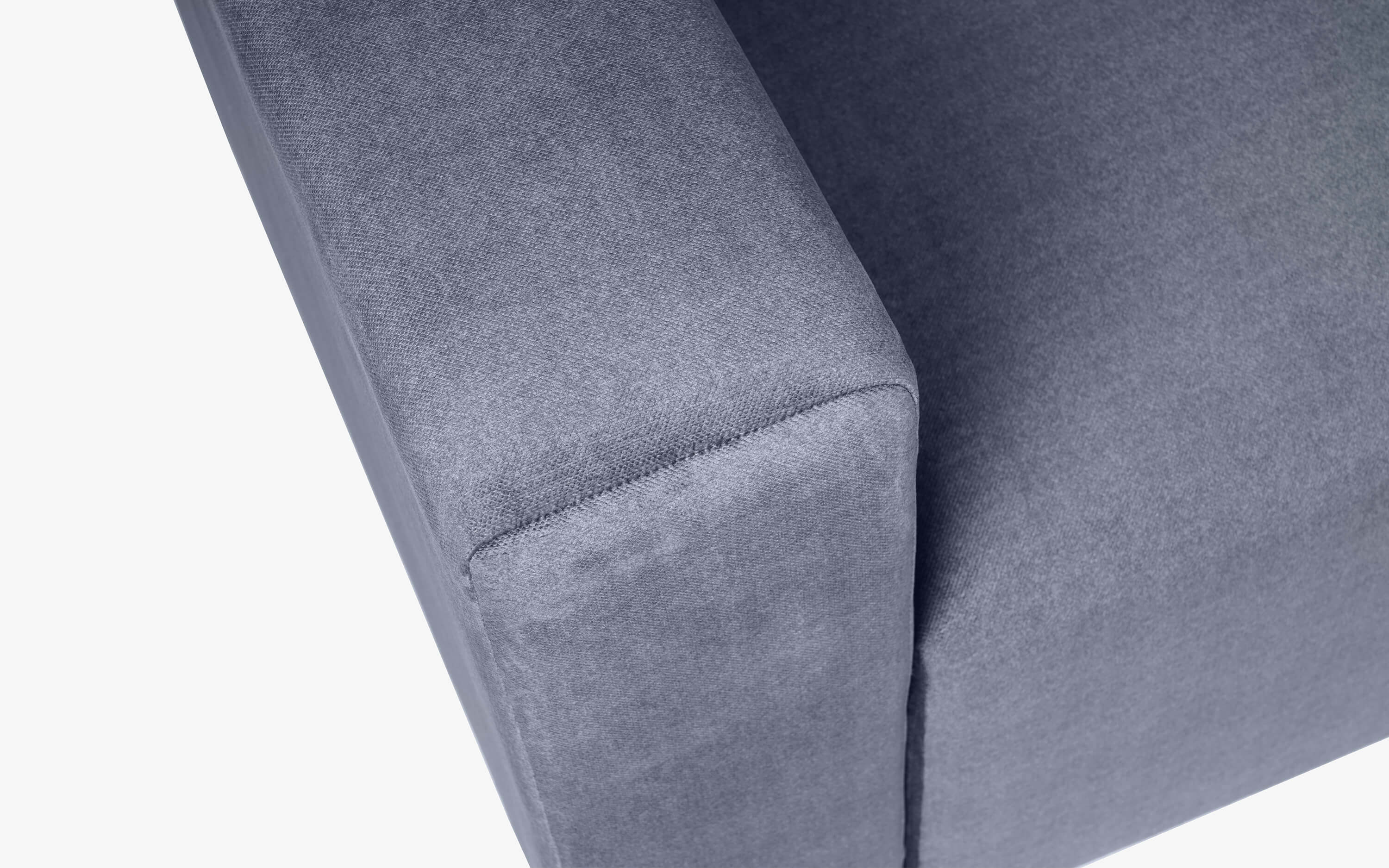 Bayo Blue 3 Seater Sectional Sofa | Modern Comfortable Sofa - Close shot - from right angle - Orange Tree