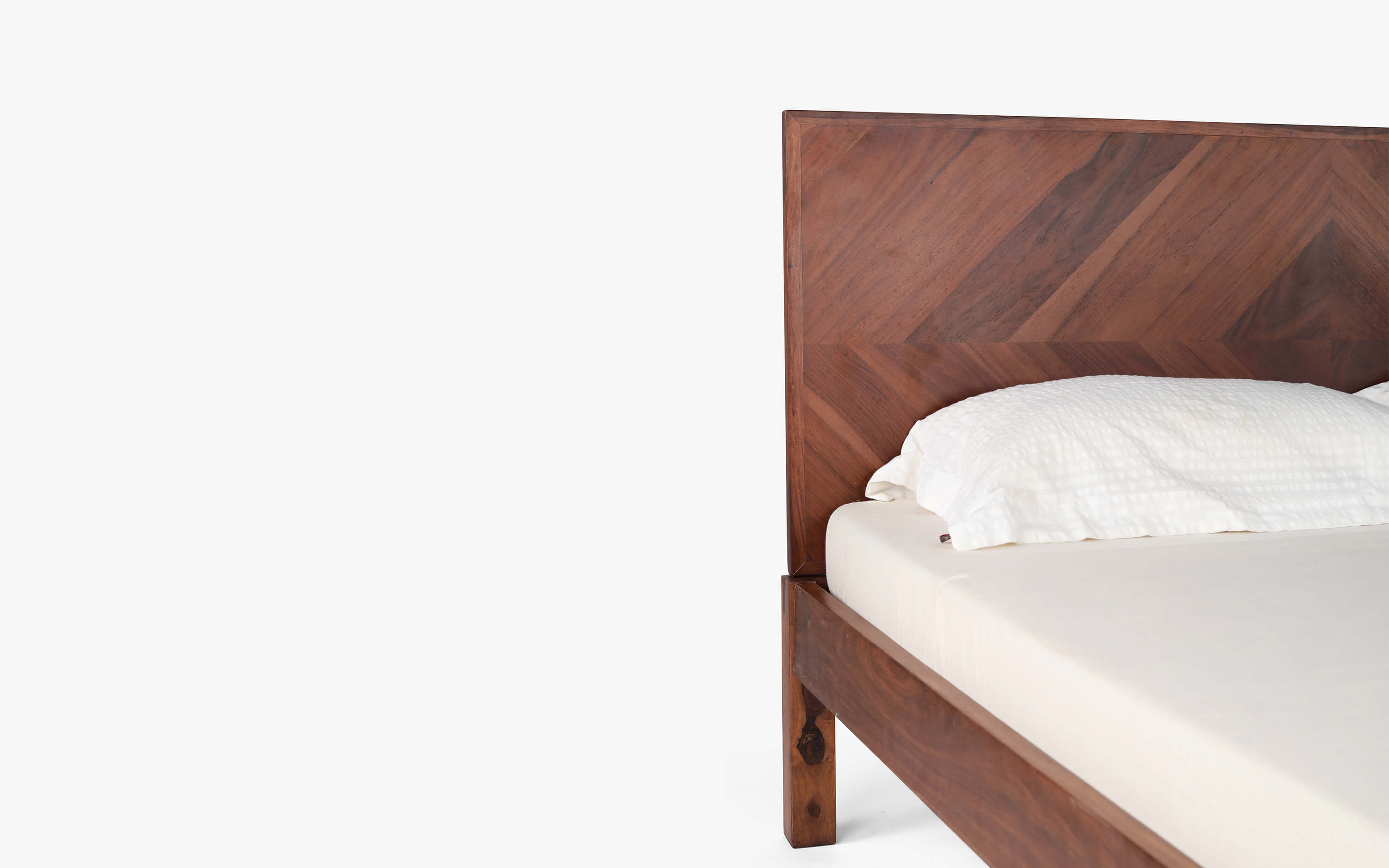 Dado King Size Sheesam Wood Non Storage Bed With Headboard - Close shot - from left angle - Orange Tree