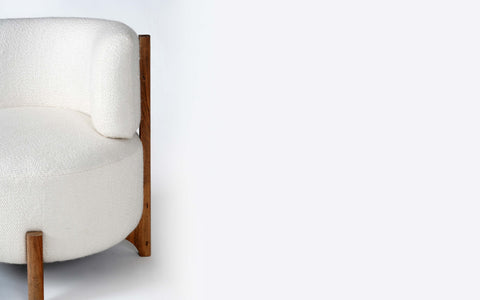 Liam Lounge Chair in White Uphostery- Orange Tree Home Pvt. Ltd.