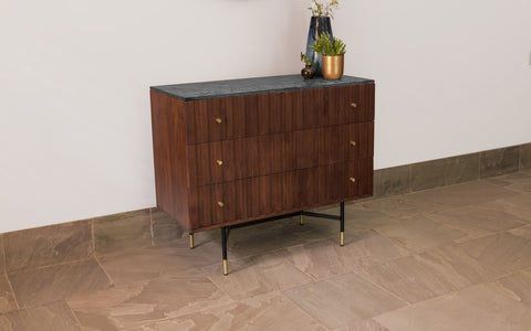 ipiano chest of drawers made of acacia wood with the autumn finish