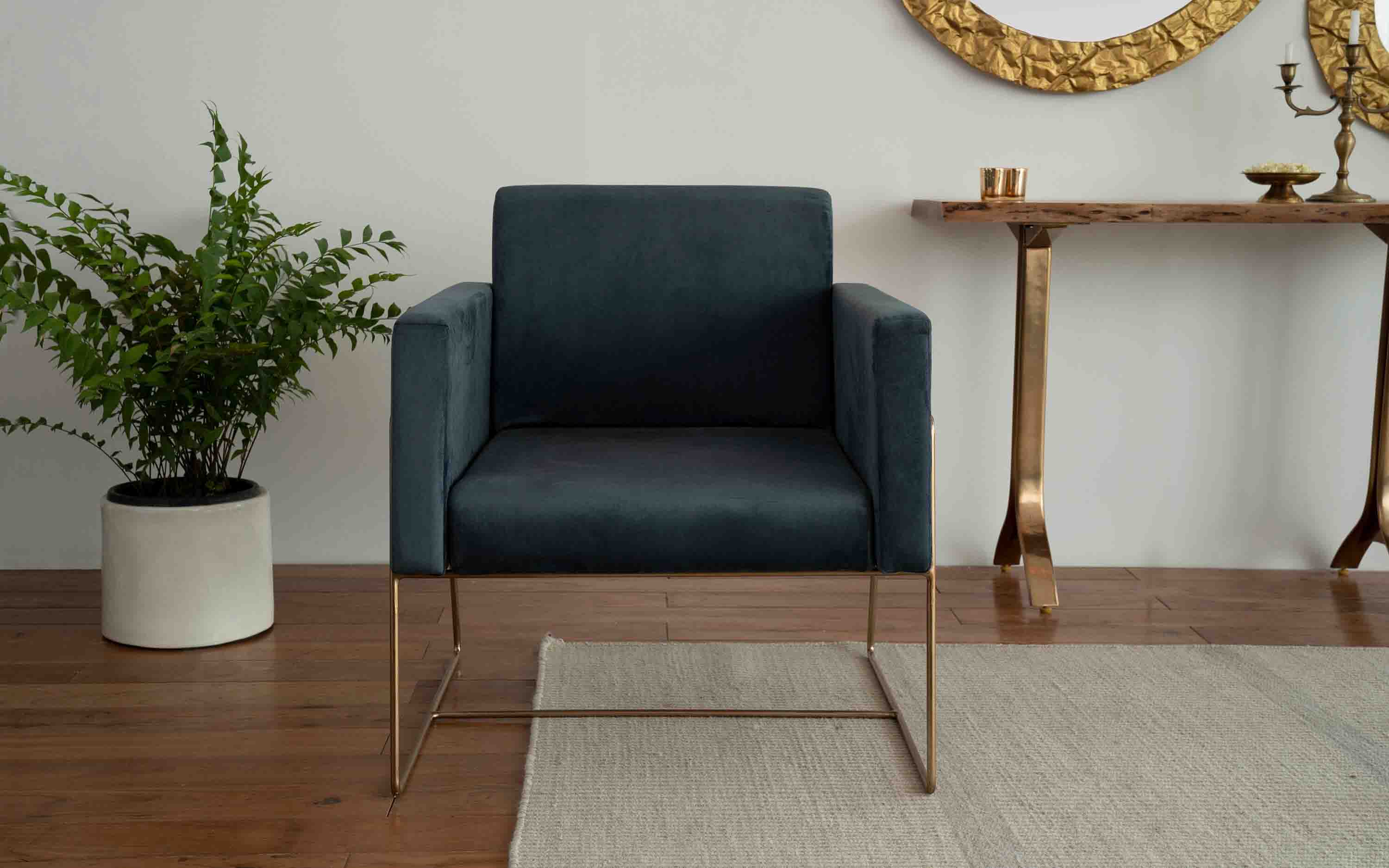 Blue Color Lounge Chair - Orange Tree Home Pvt. Ltd.