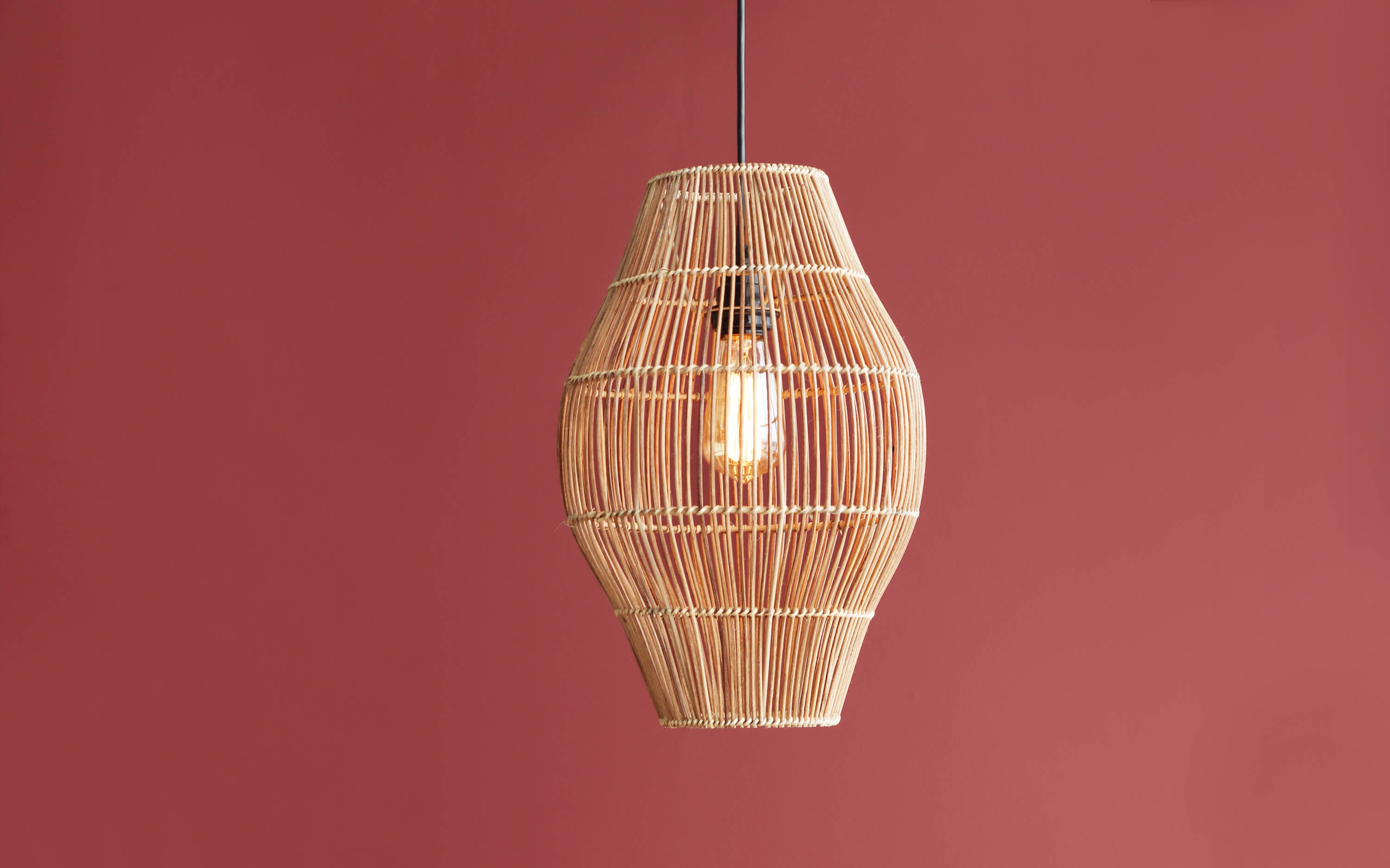 Buy Kaya Oval Cane Pendant Light - Orange Tree