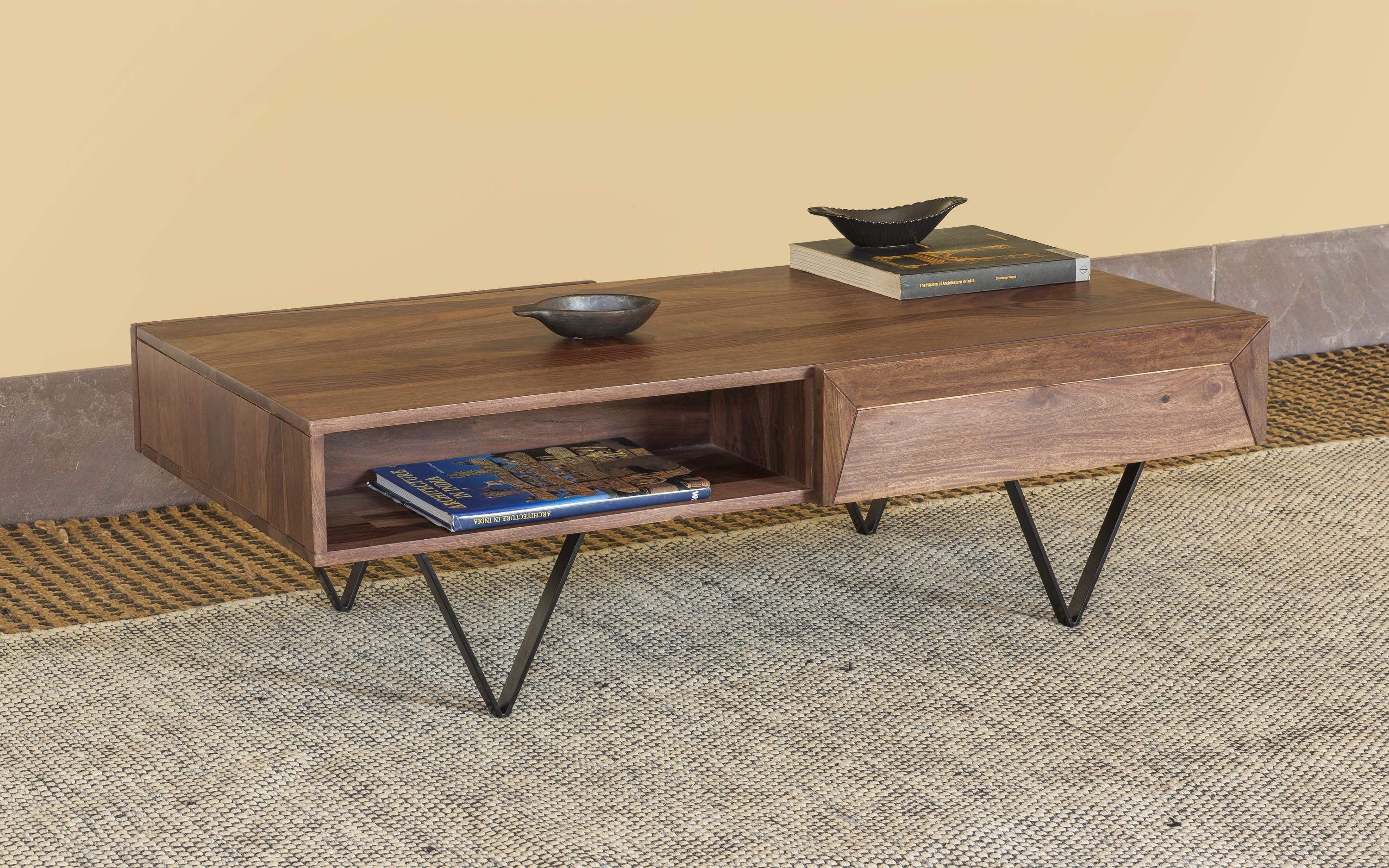 Metric Rectangular Sheesham Wood Coffee Table - Orange Tree