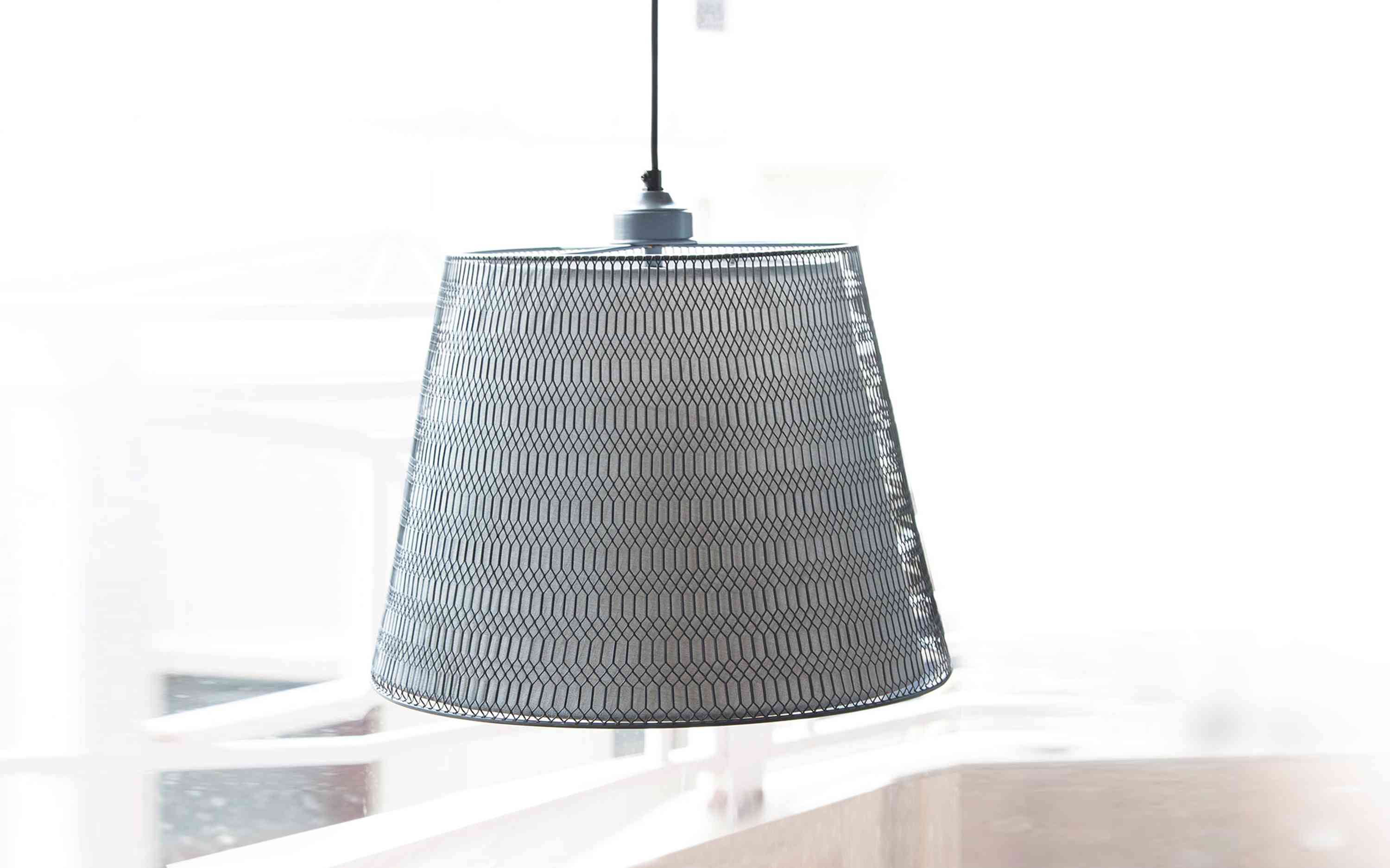 Buy Rhombus Cone-Shaped Metal Hanging Lamp | Silk Shade - Close shot - Orange Tree