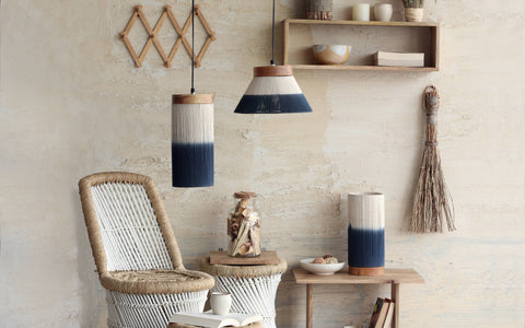 Afreen Hanging Lamp Cylindrical Shaded - Orange Tree Home Pvt. Ltd.