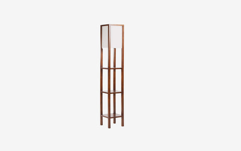 Wooden floor lamp with walnut finish