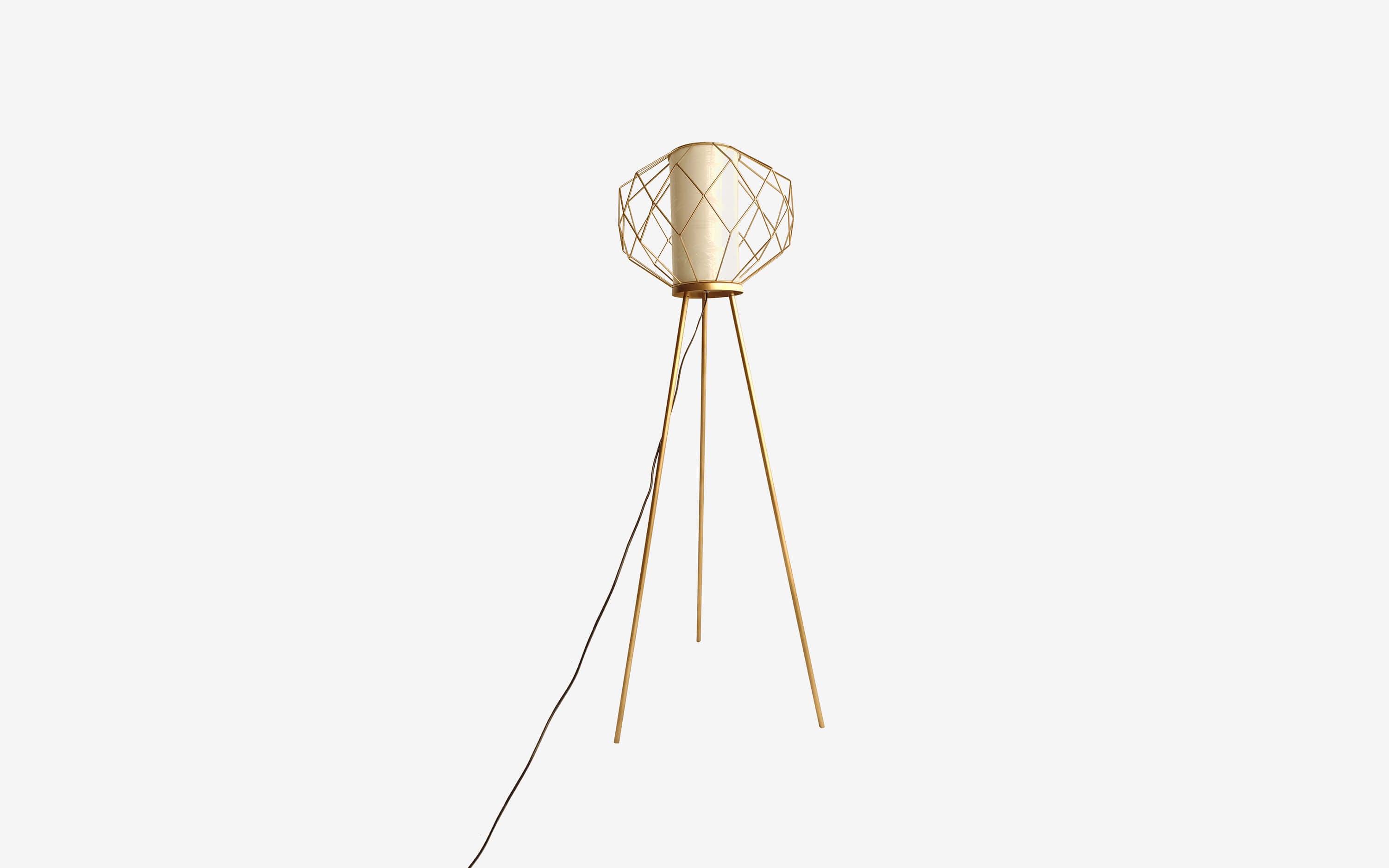 Ori Gold Tripod Floor Lamp | Metal Lamp - with white background - Orange Tree