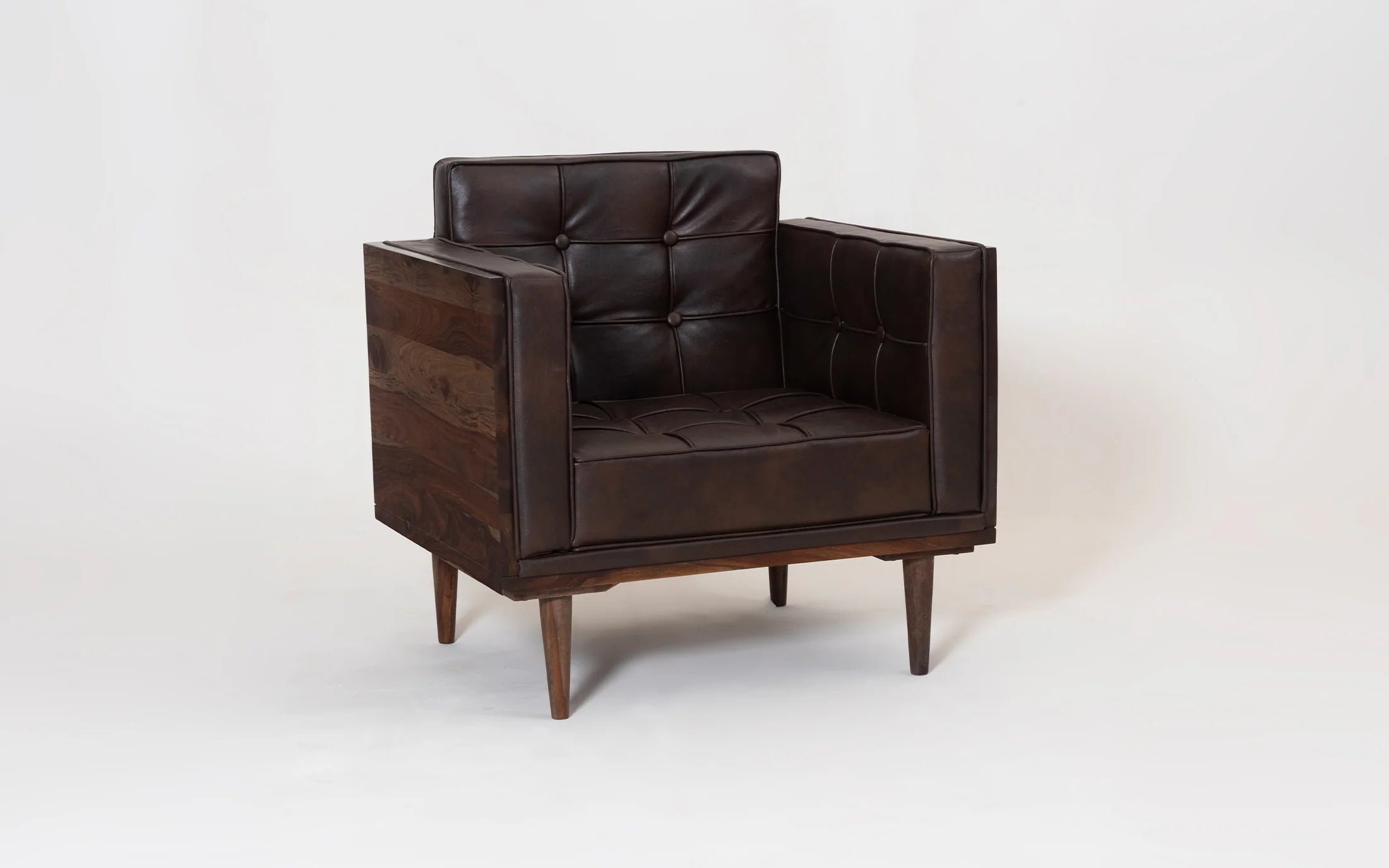 Bicasso 1 Seater Sheesham Wood Brown Sofa​ - with white background - Orange Tree